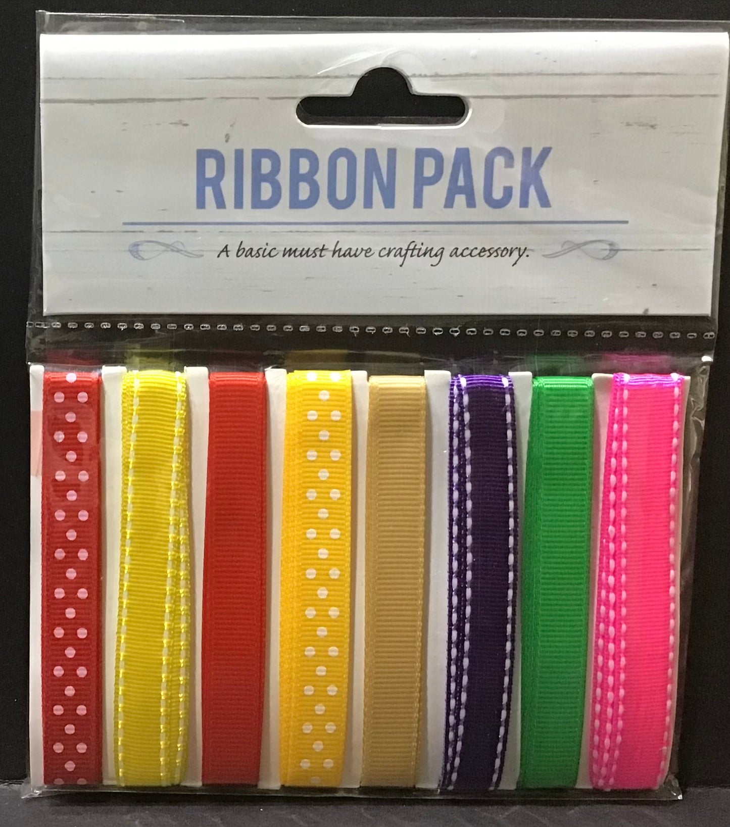 Ribbon Pack - 8x Dotted/Stitched/Plain - Approx 1m each colour