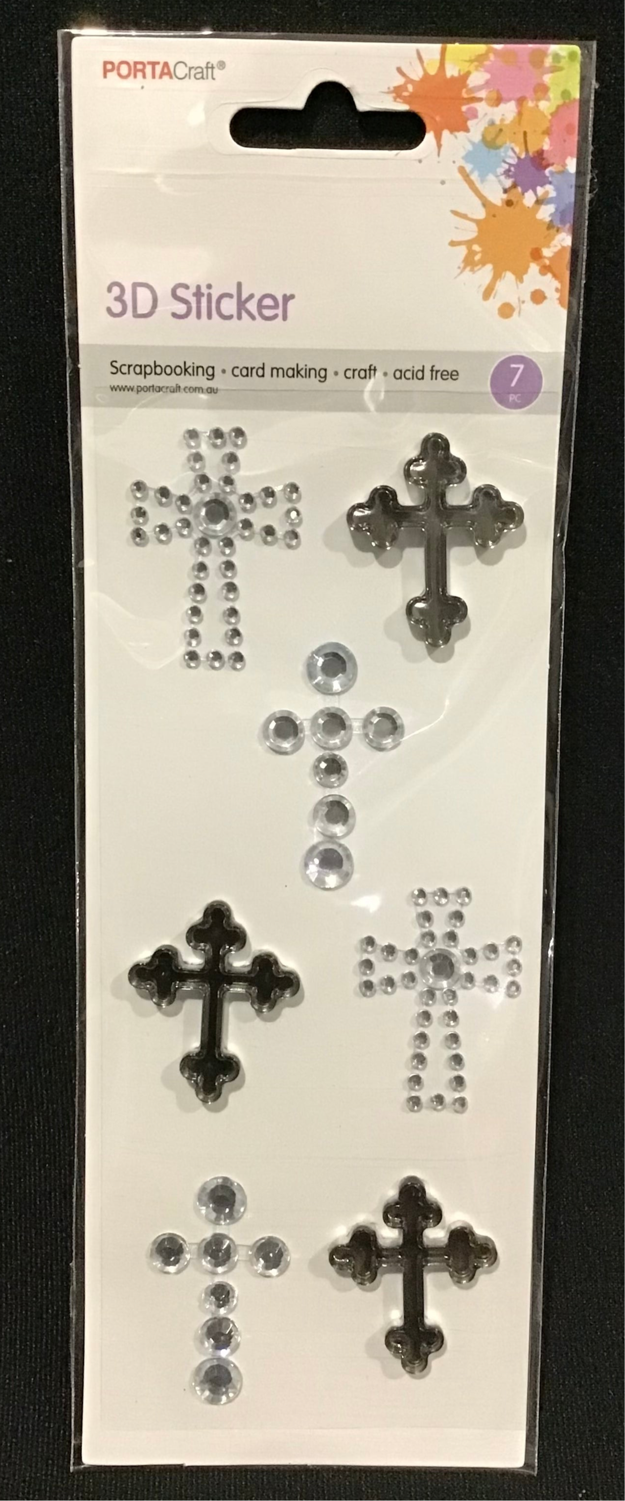 3D Stickers - Self Adhesive - Crosses - 7 pc