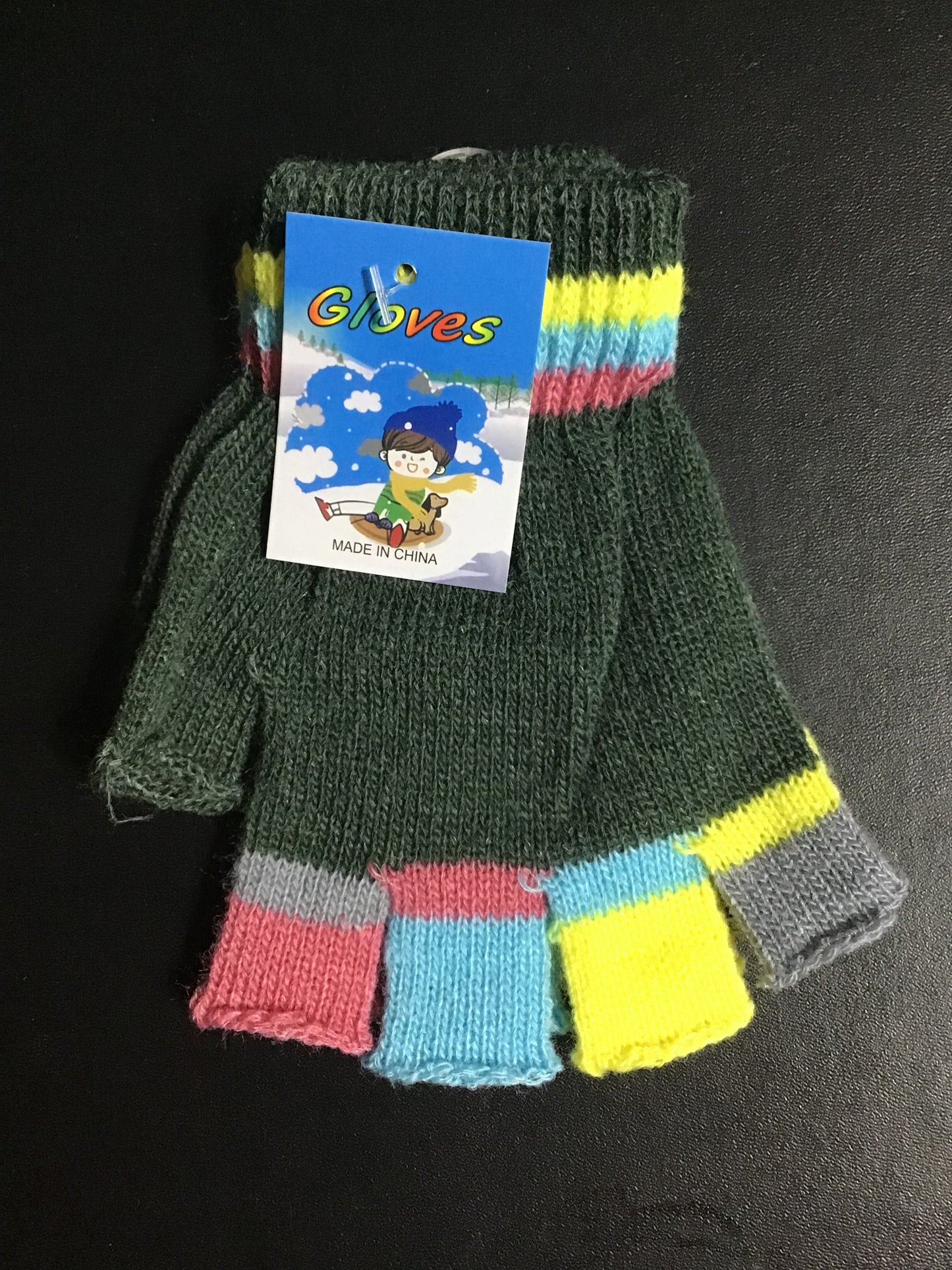 Kids Coloured Fingerless Gloves - Grey -length approx. 13cm
