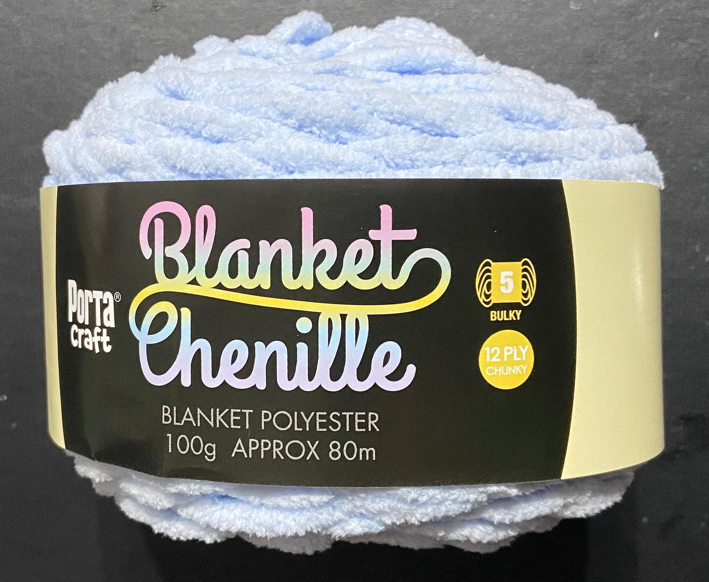 Blanket Chenille - Blanket Polyester Wool 80m - 100g - NEW Solid Baby Blue