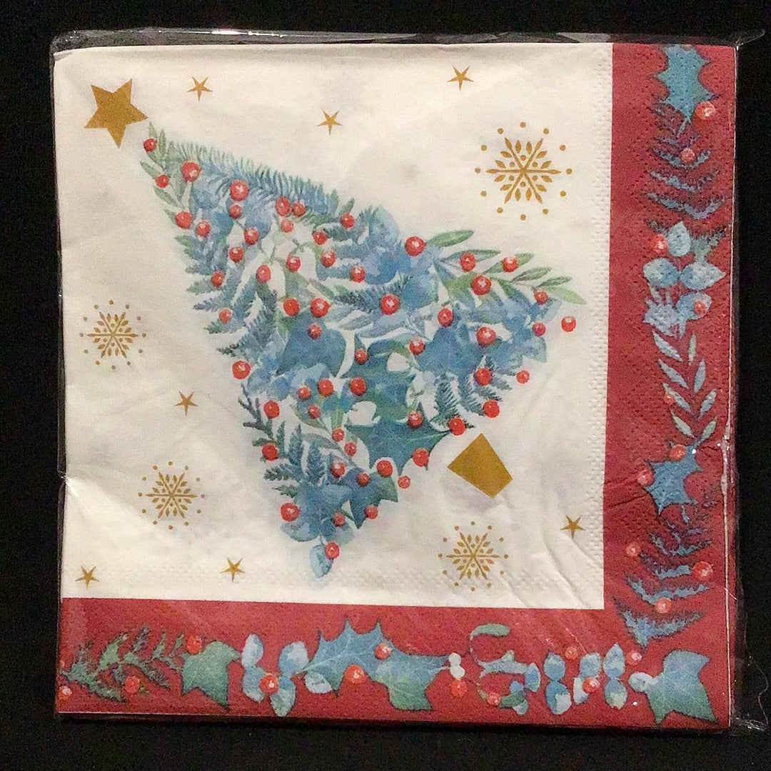 Christmas Napkins - Christmas Tree & Snowflakes - 25 pk