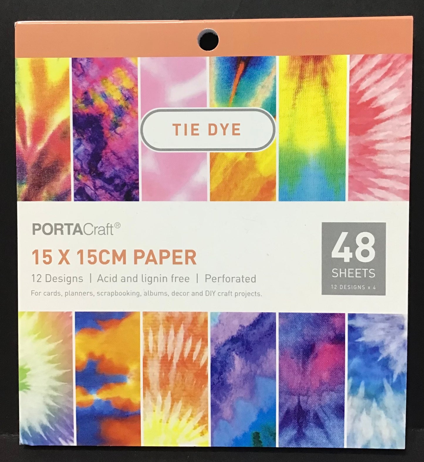 Tie Dye - Scrapbooking Paper Pad - Perforated - 48 sheets - 15x15cm