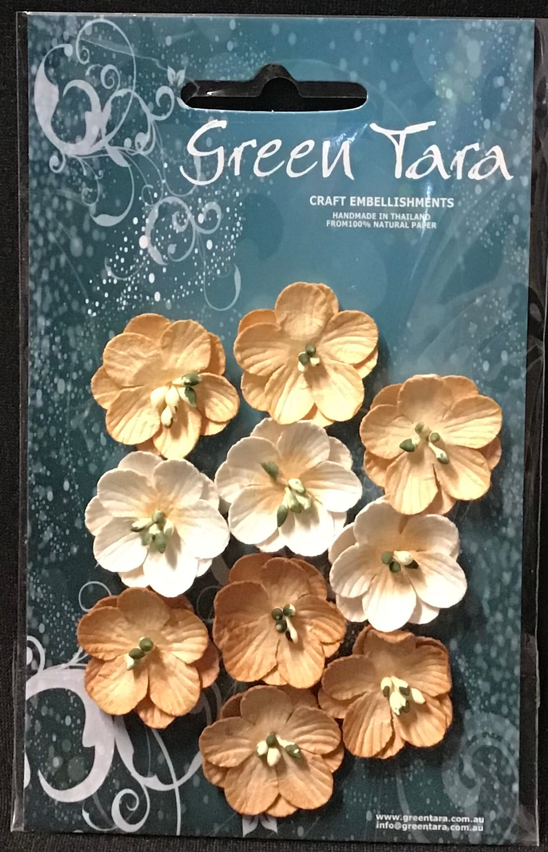 Cherry Blossom Flower - Ochre - 25mm - 10 pk
