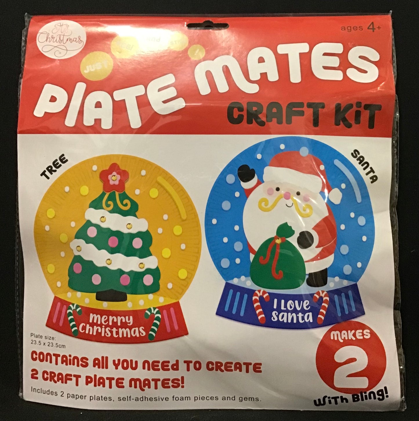 Plate Mates Craft Kit - Just Peel and Stick - Santa and Tree - Makes 2
