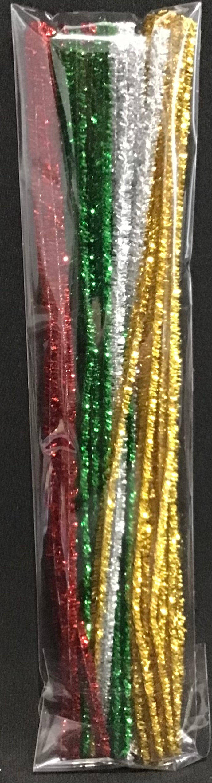 Metallic Pipe Cleaners - Gold/Silver/Red/Green - Pack of 40