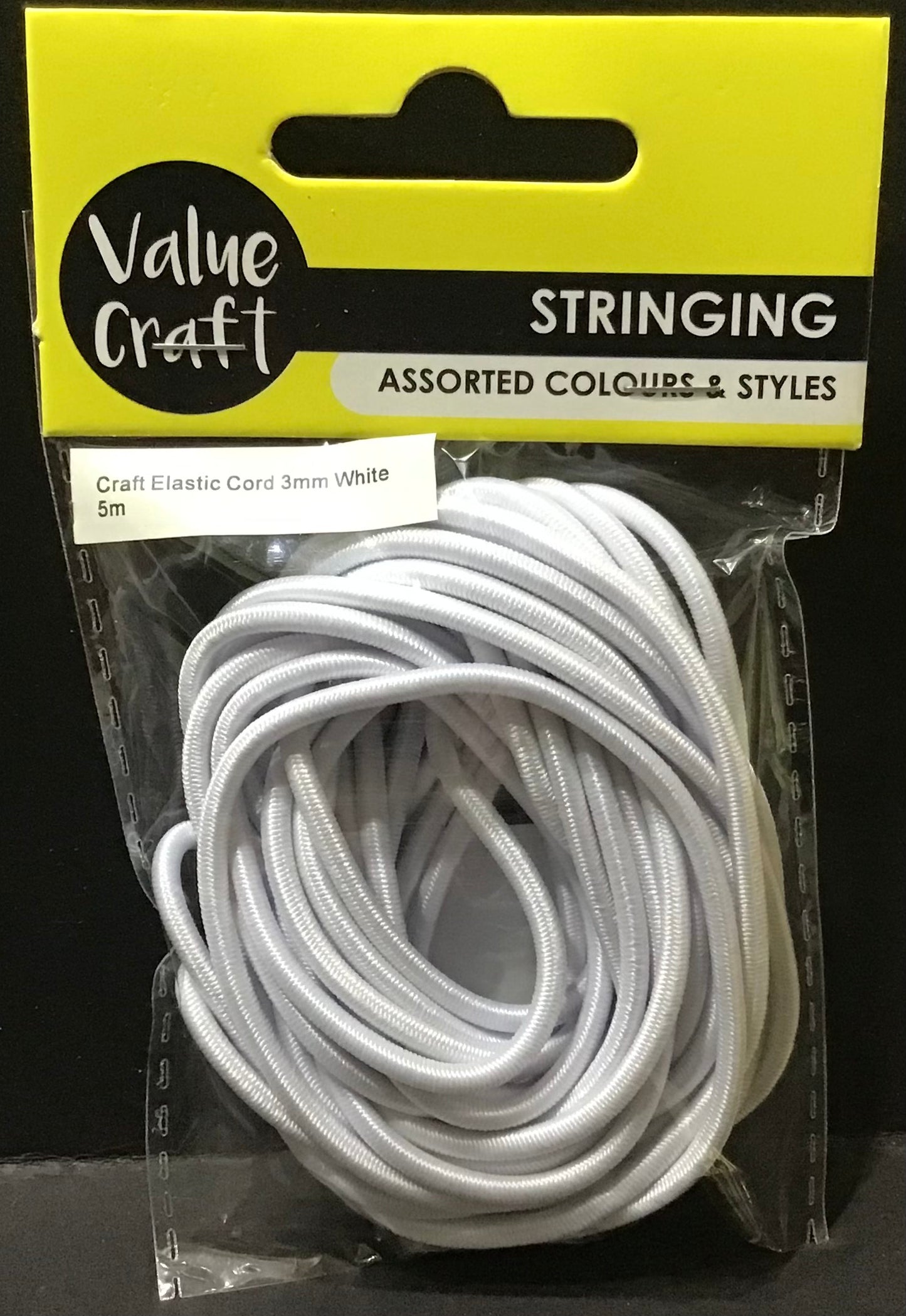Craft Elastic Cord - White - 3mm x 5m