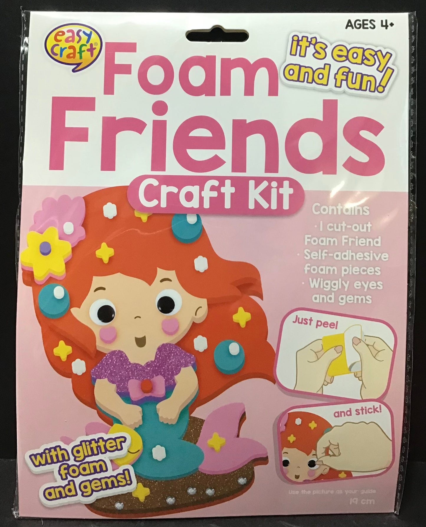 Foam Friends Craft Kit - Just Peel and Stick - Mermaid #1 - Makes 1