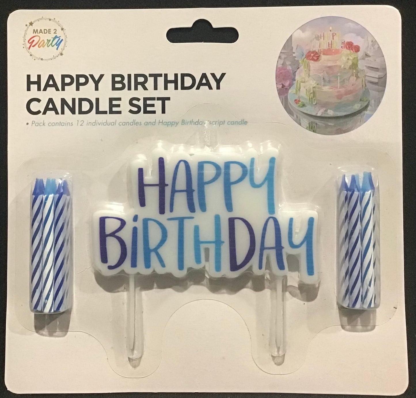 Happy Birthday Candle plus 11 Candles - 12pk - Blues