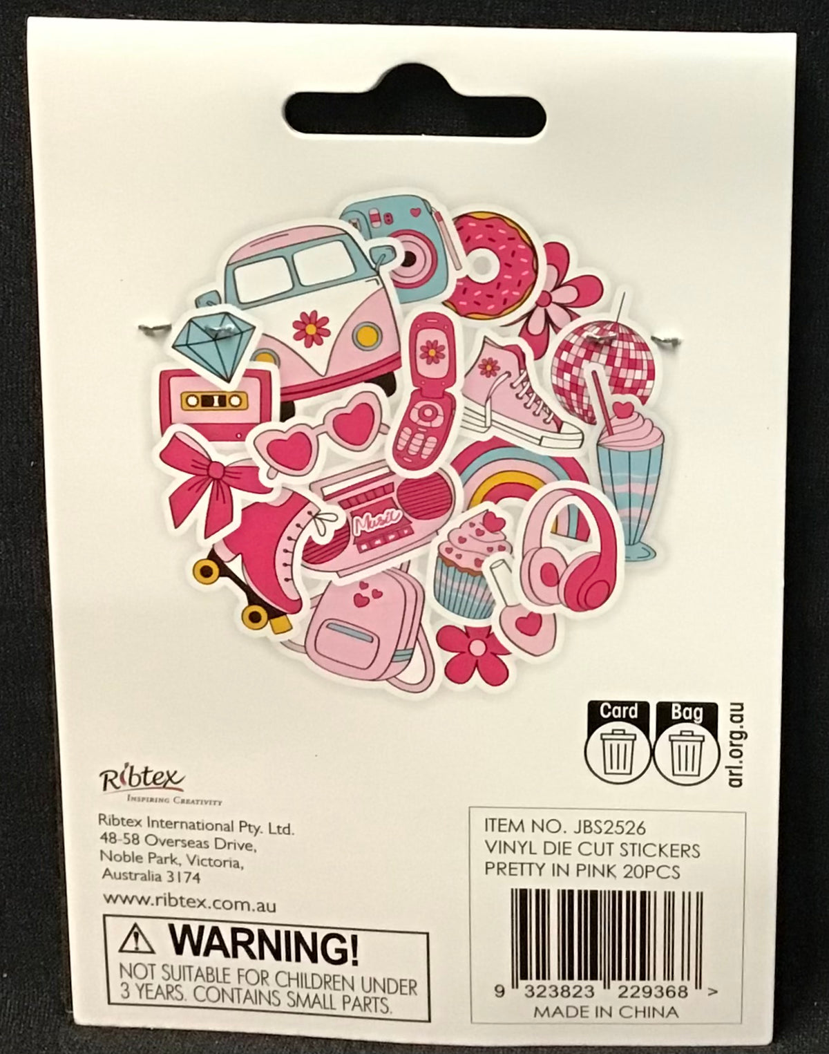 Jenni B Vinyl Die Cut Stickers - Pretty in Pink - 20pc