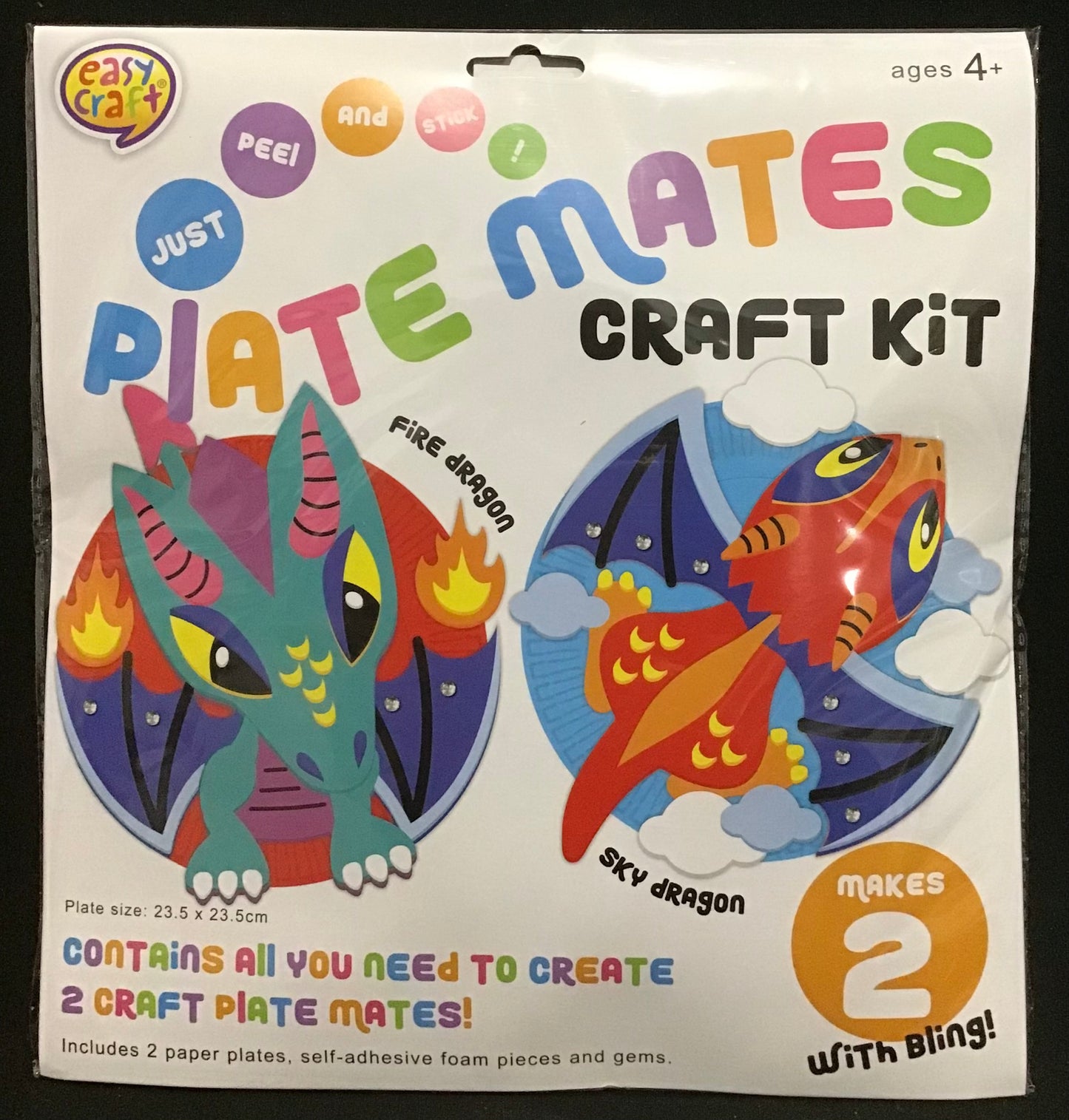 Plate Mates Craft Kit - Just Peel and Stick - Dragon Theme - Makes 2