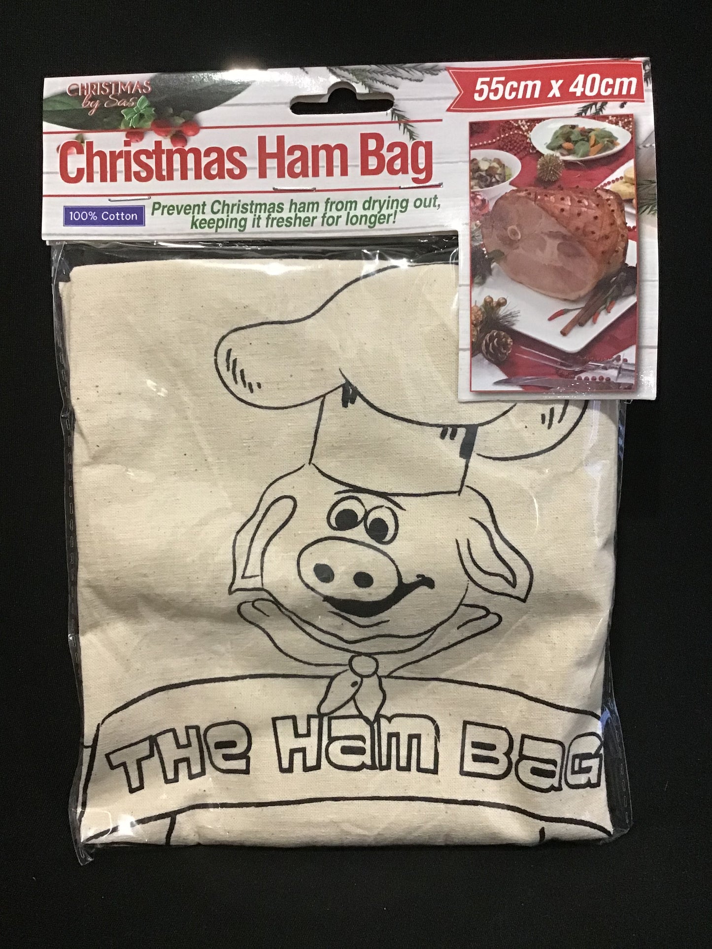 Christmas Ham Bag 100% Cotton - Size 55cm x 40cm