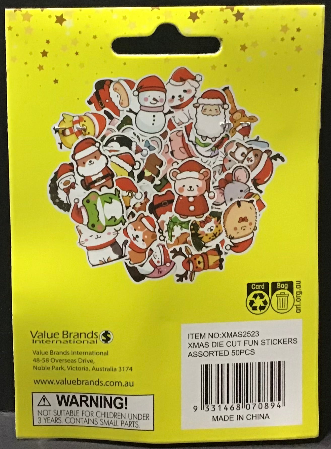 Die Cut Stickers - Christmas Theme - Assorted Designs - 50 pc