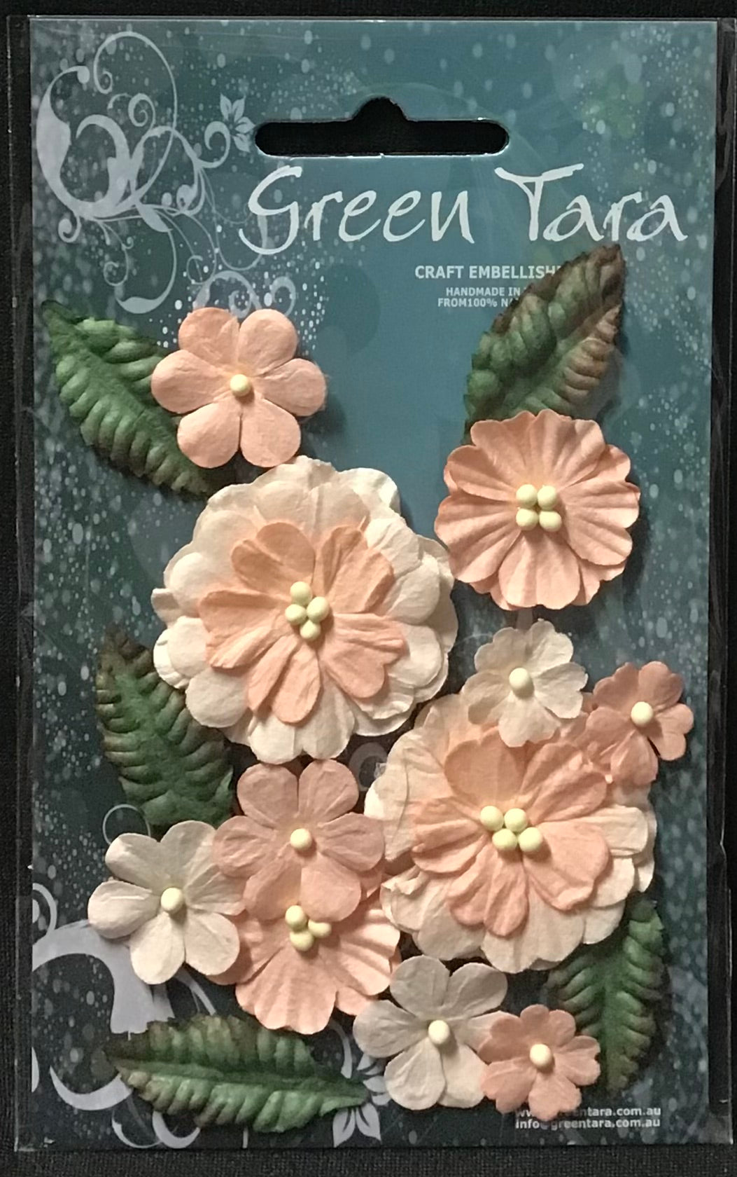 Pastel Flower - Peach & Leaf pack - 16pc