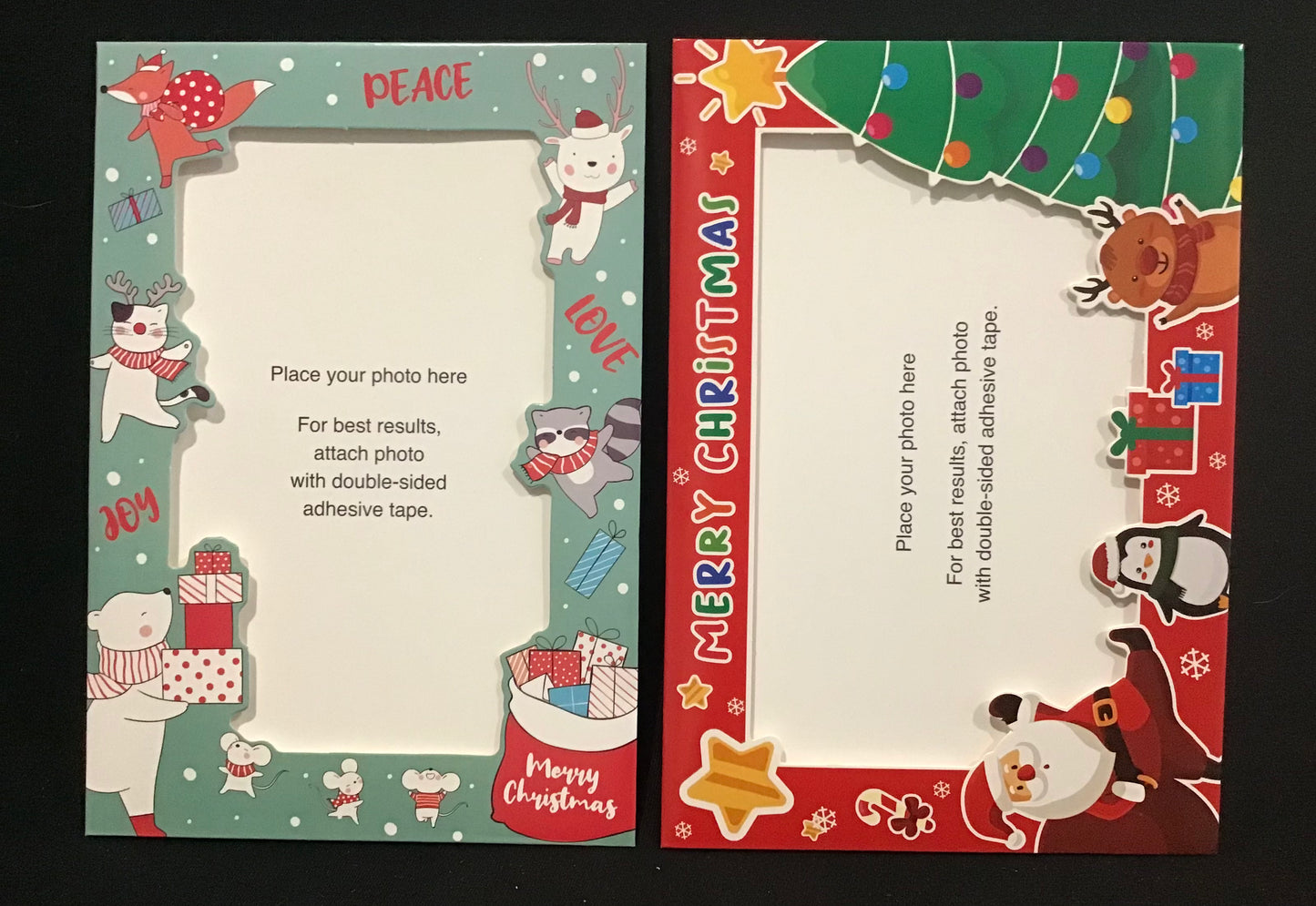 Christmas Photo Frame Cards - 2 Designs - 8 Cards & envelopes - Pack #A