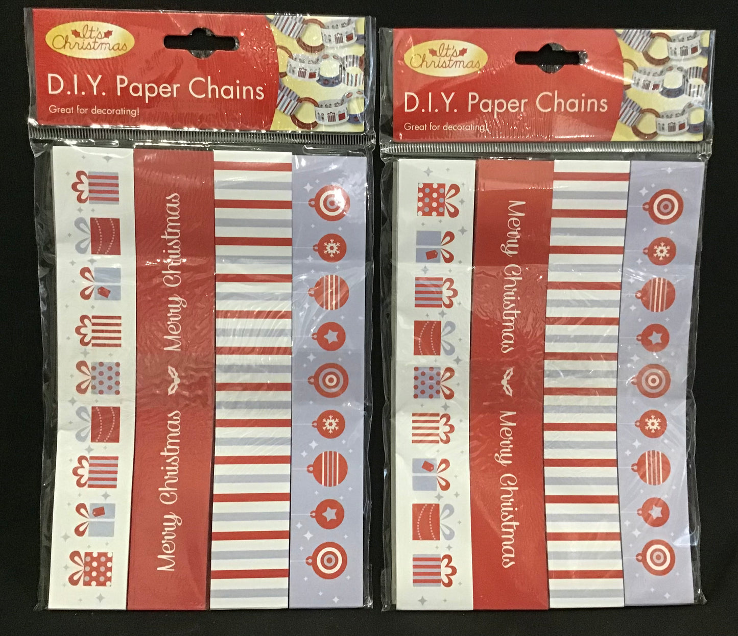 DIY Paper Chains x 2 packs - Merry Christmas/Baubles/Presents