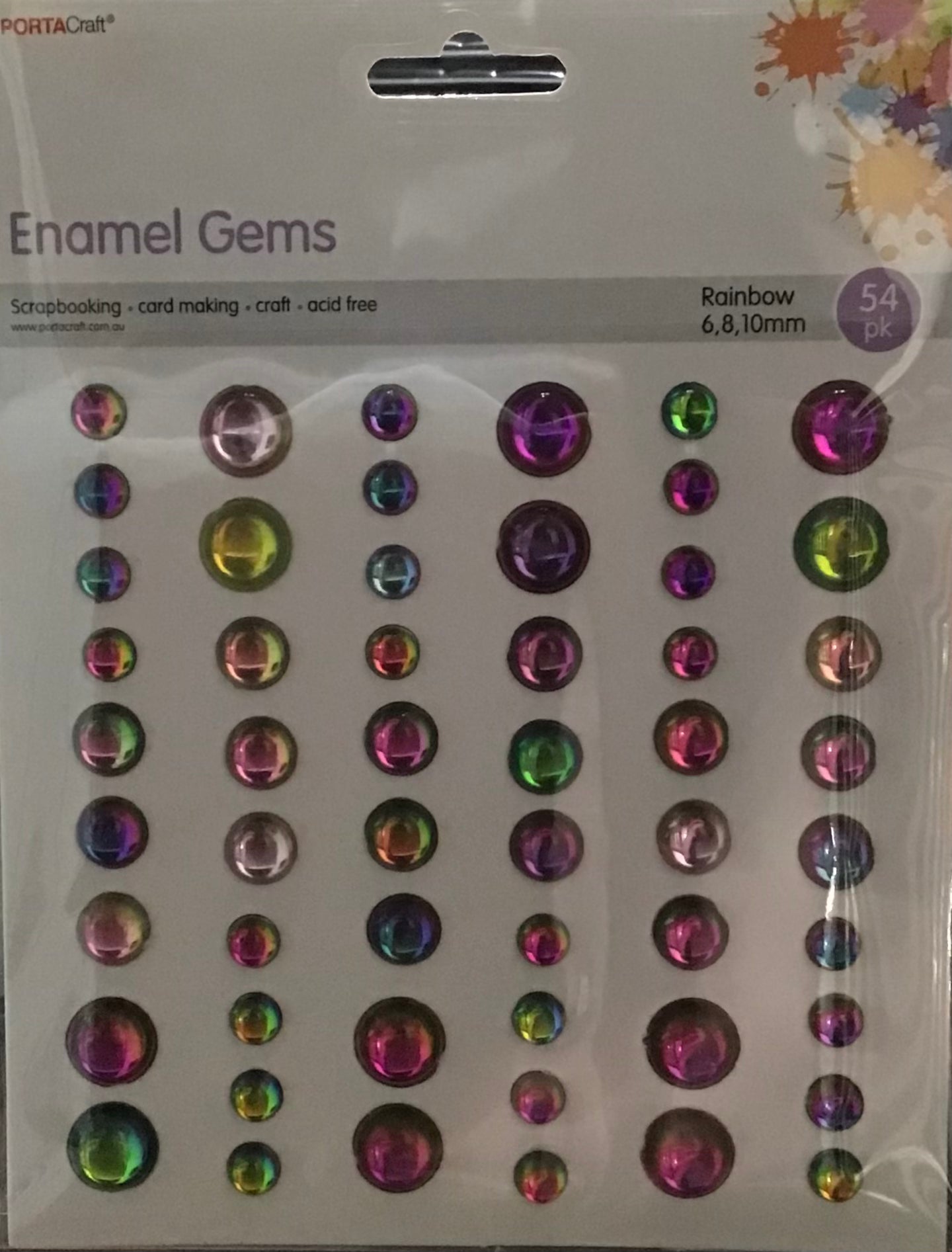 Enamel Gems - Rainbow Iridescent- 6, 8 and 10mm - 54 pk