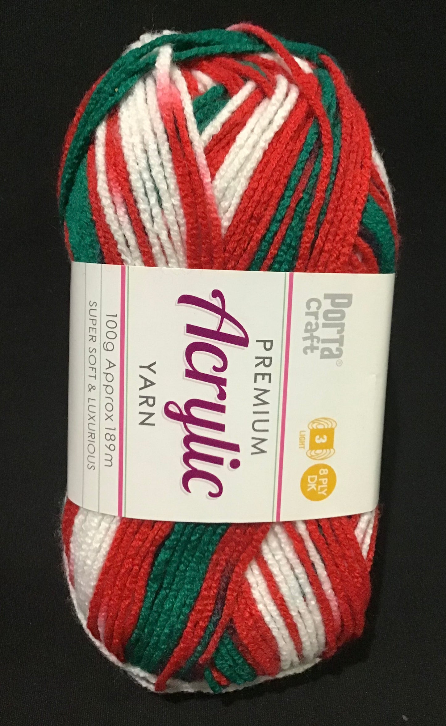 Porta Craft Yarn - 8 Ply - Multi Christmas - 100g - 100% Acrylic