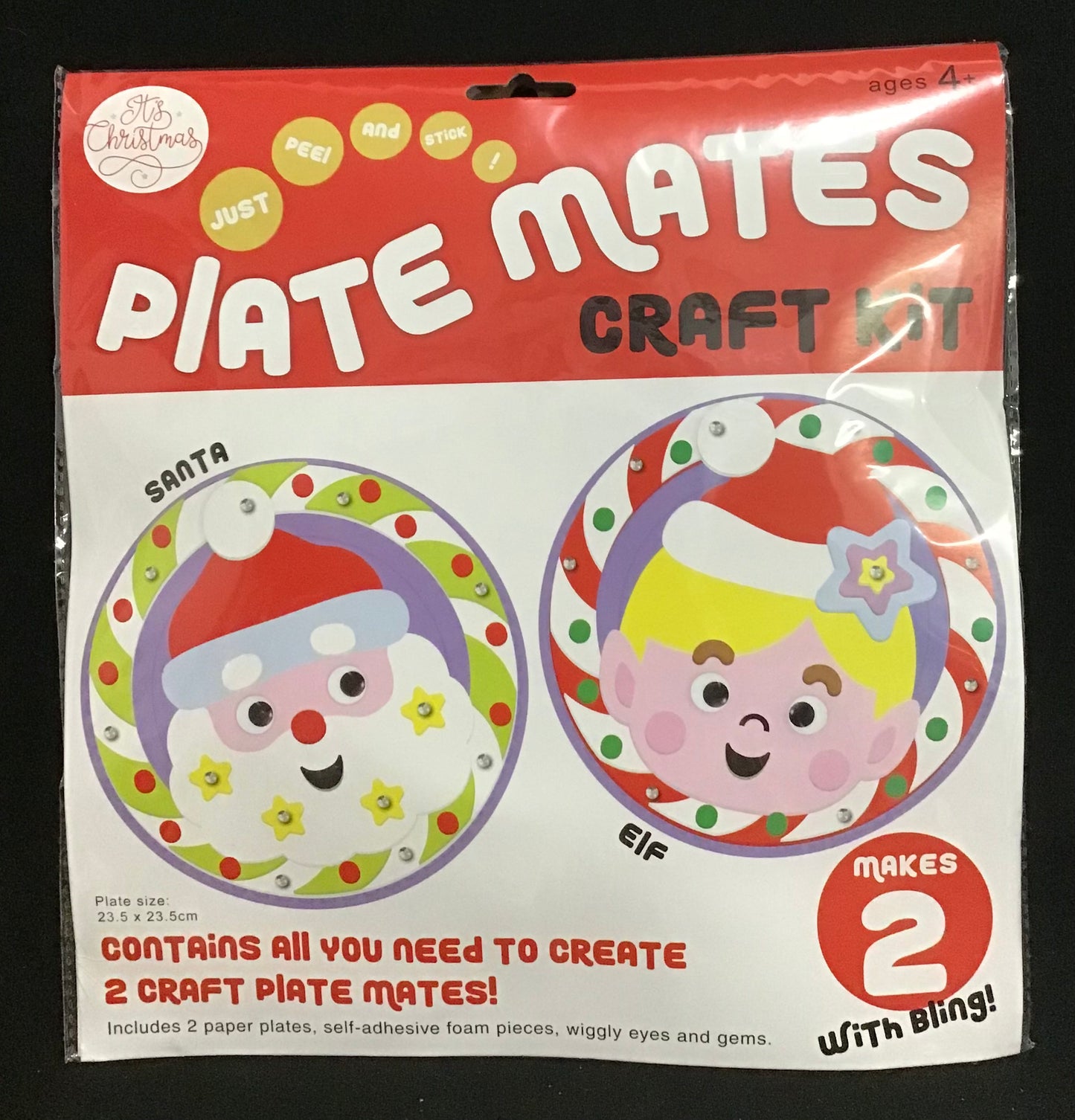 Plate Mates Craft Kit - Just Peel and Stick - Santa and Elf - Makes 2