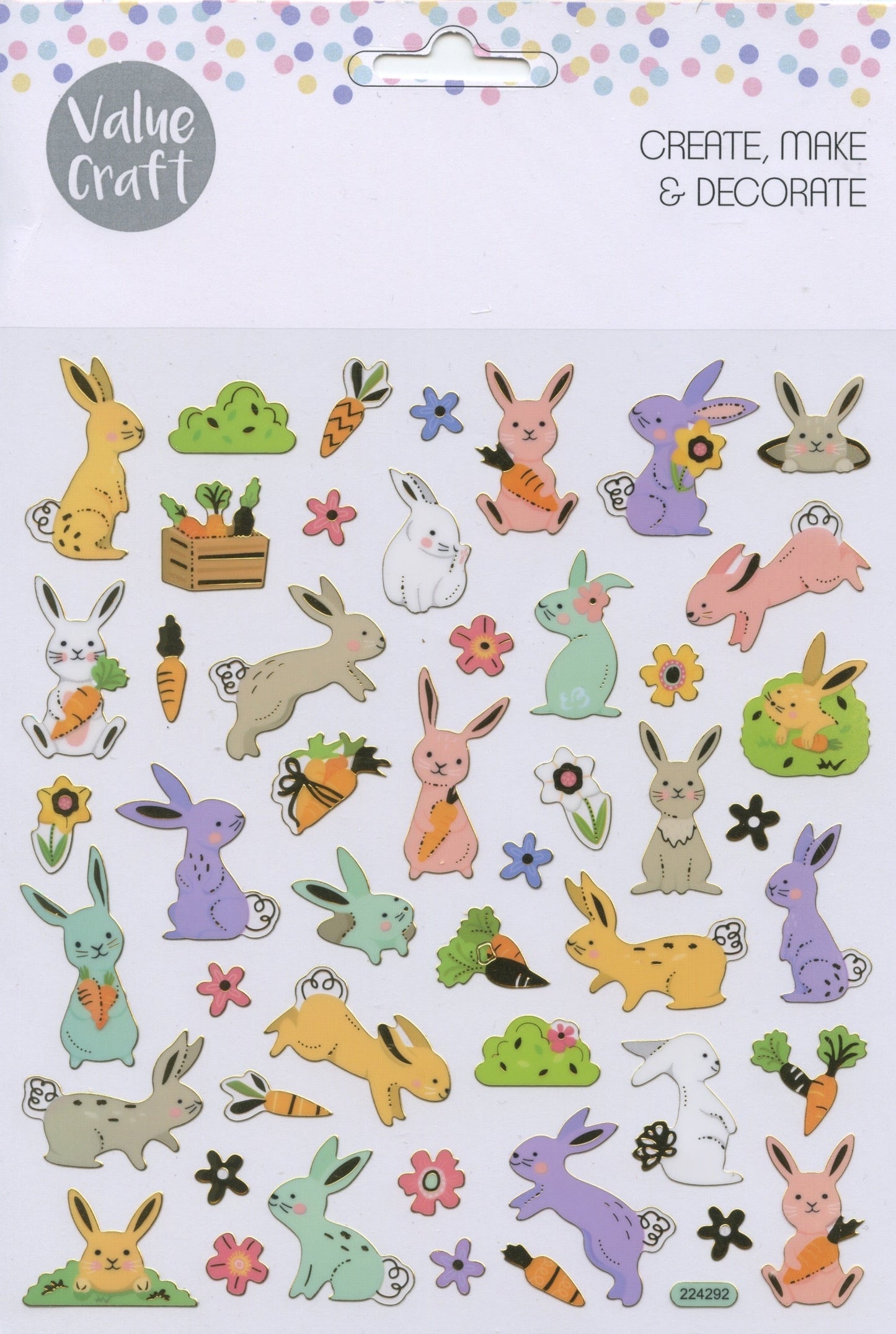 Value Craft Colourful Eggs & Flowers - Different sizes - One Sheet - Approx 80