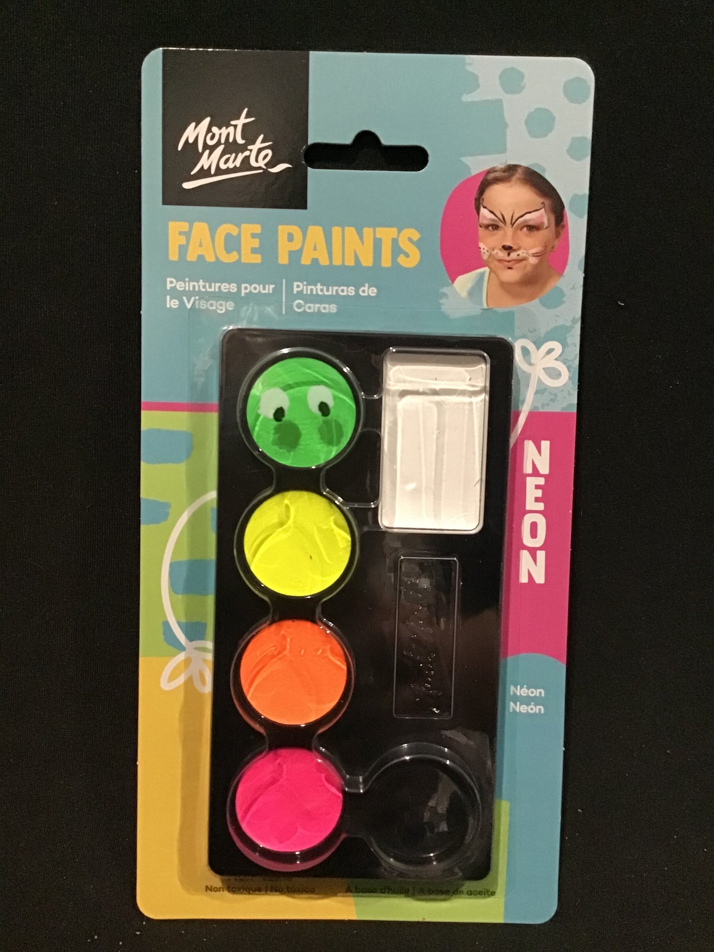 Mont Marte Face Paints - Neon - Non Toxic - 6 colours