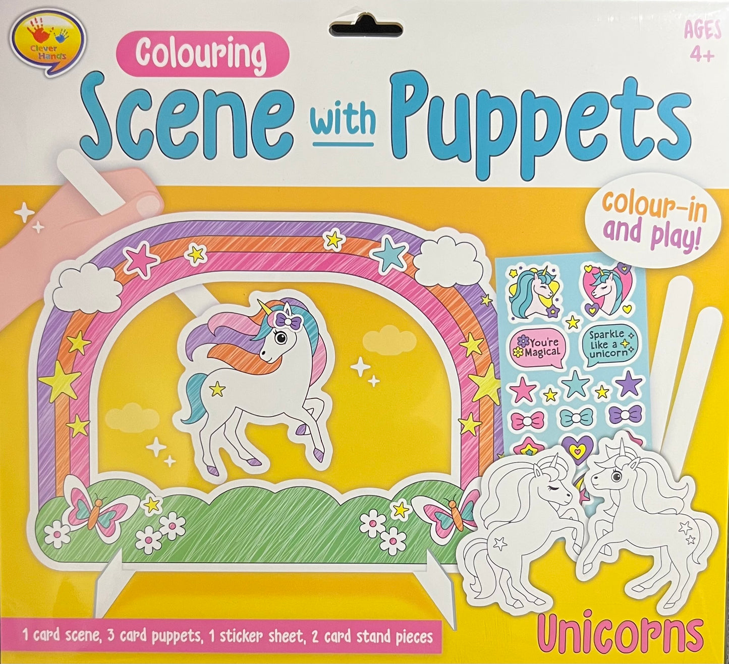 Colouring Scene with Puppets - Unicorns