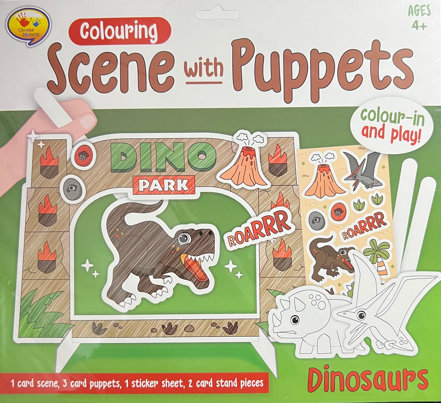 Colouring Scene with Puppets - Dinosaurs