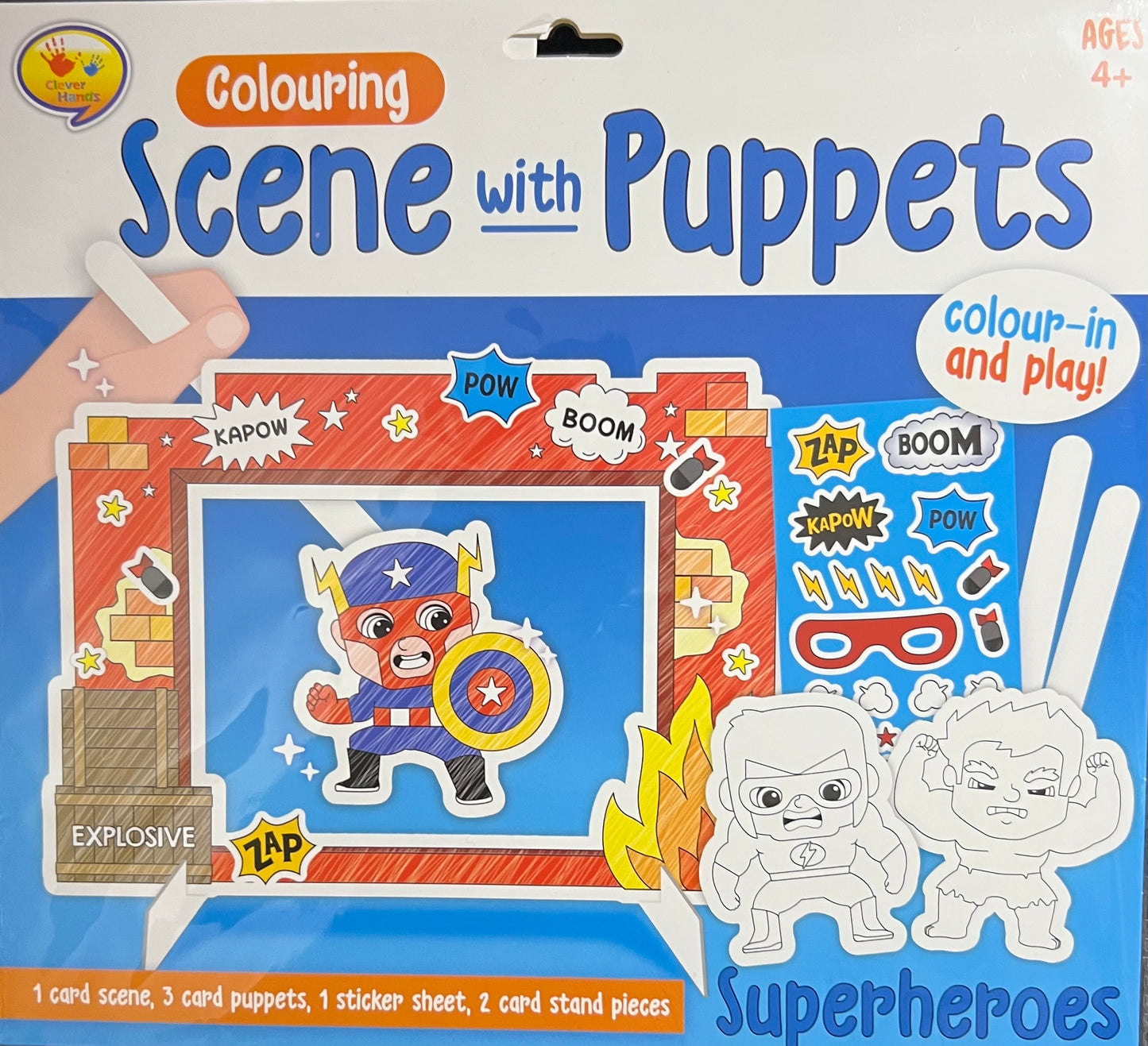 Colouring Scene with Puppets - Superheroes