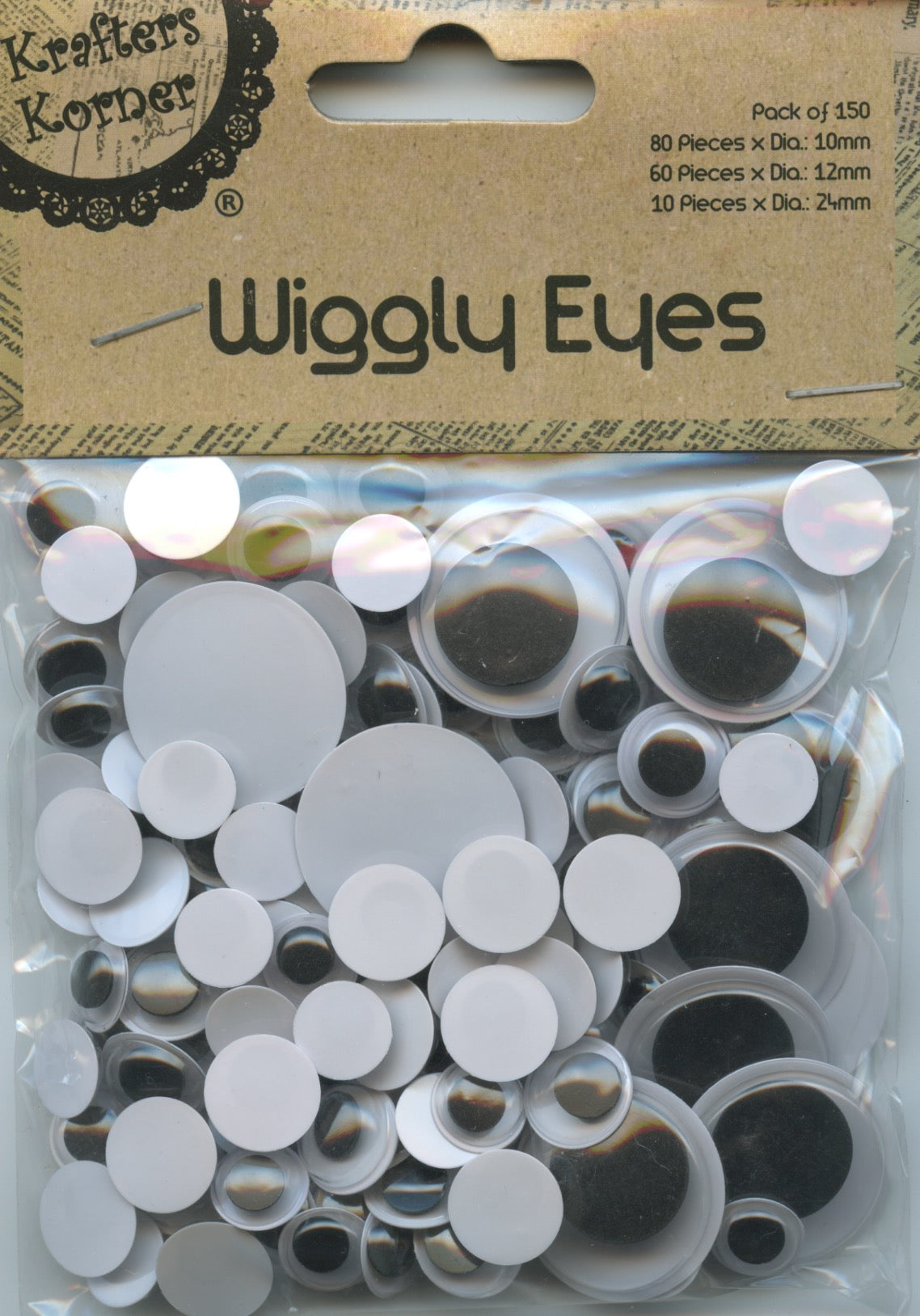 Craft Wiggly Eyes - Black & White - 150pk