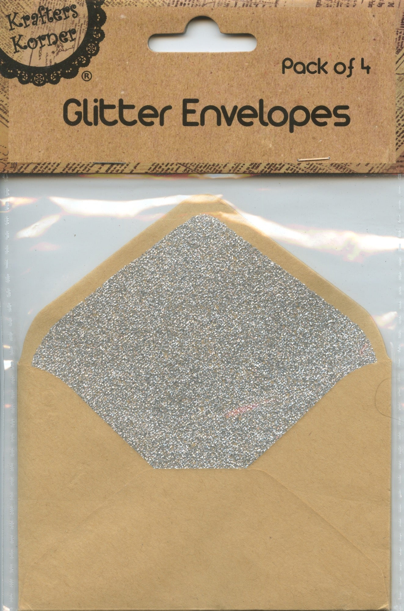 Glitter Envelopes Pack of 4- Silver