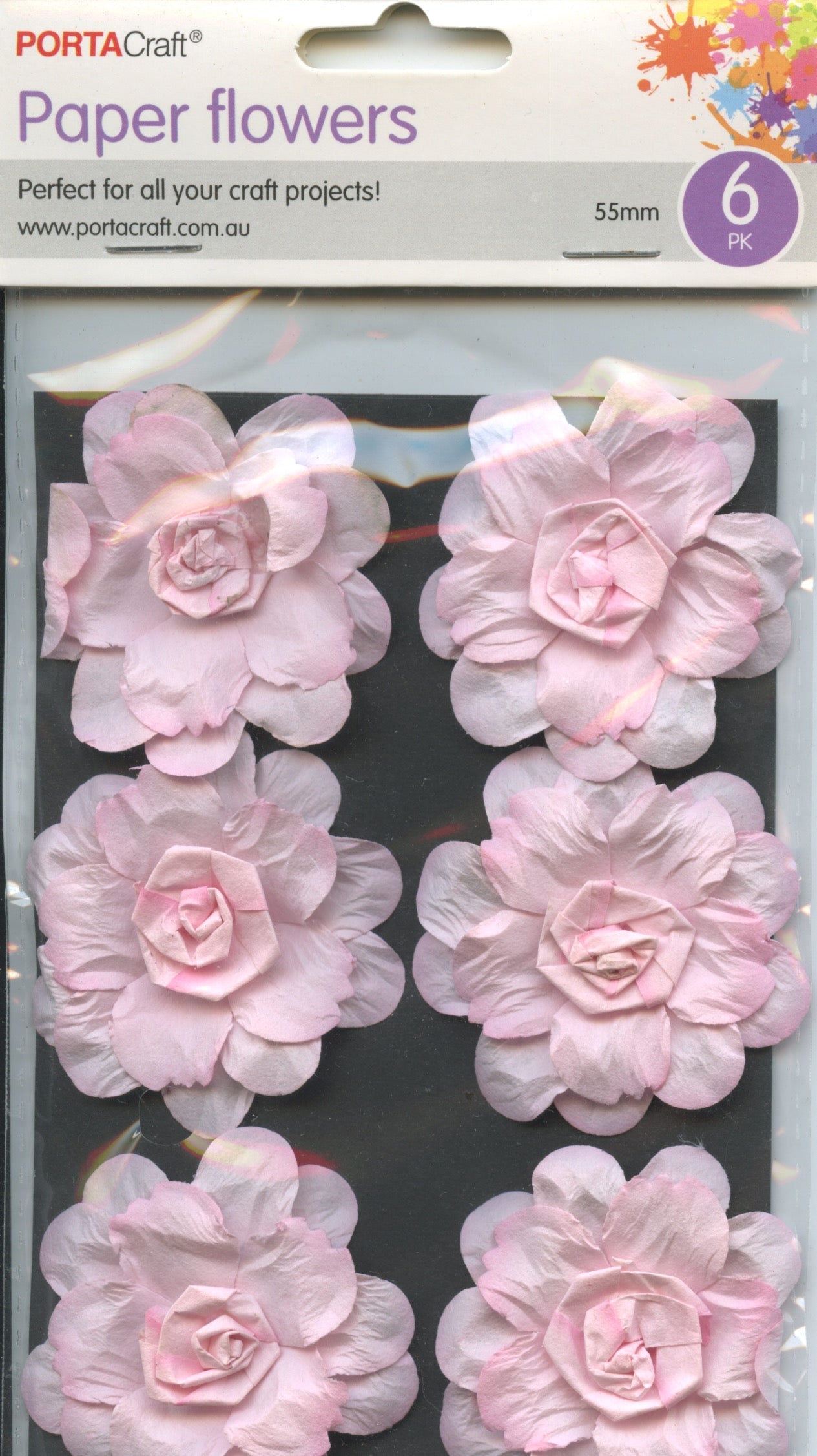 3D Paper Flowers - Pale Pink - 55mm - 6pk