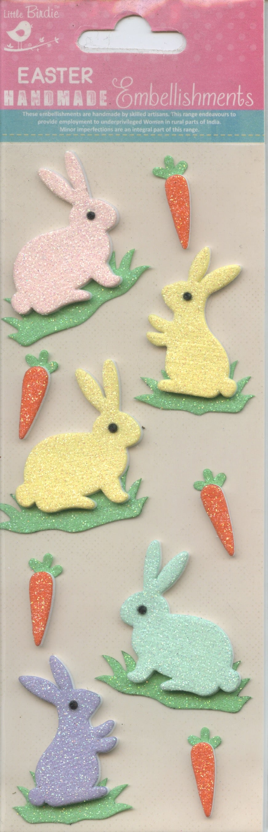 Little Birdie Handmade Embellishments Self/Adh - Bunny Delight - 10pc