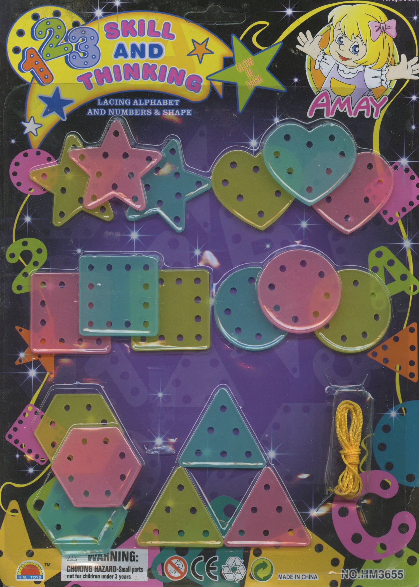 Skill and Thinking Lacing Shapes with thread - 19 pieces