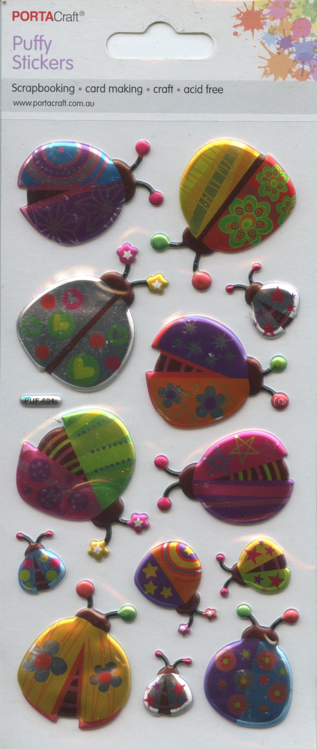 Puffy Stickers - Ladybug Theme - 12 pack