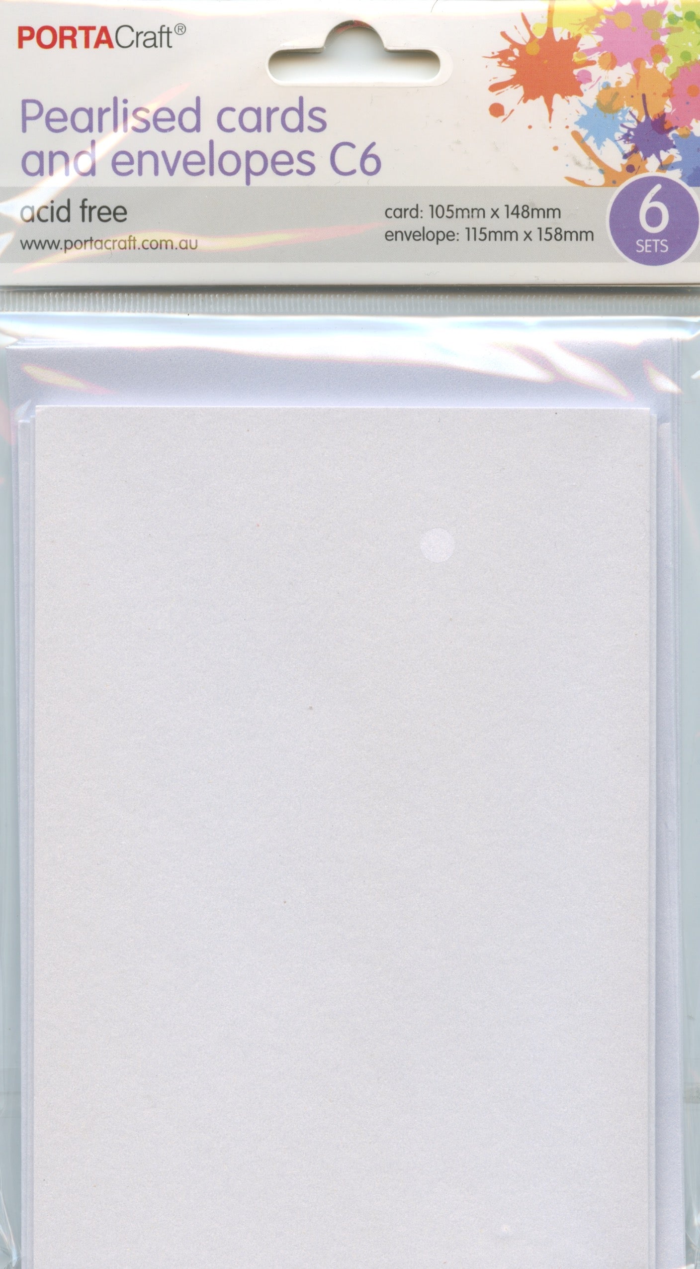 Pearlised Cards and Envelopes C6 - White - 6 sets