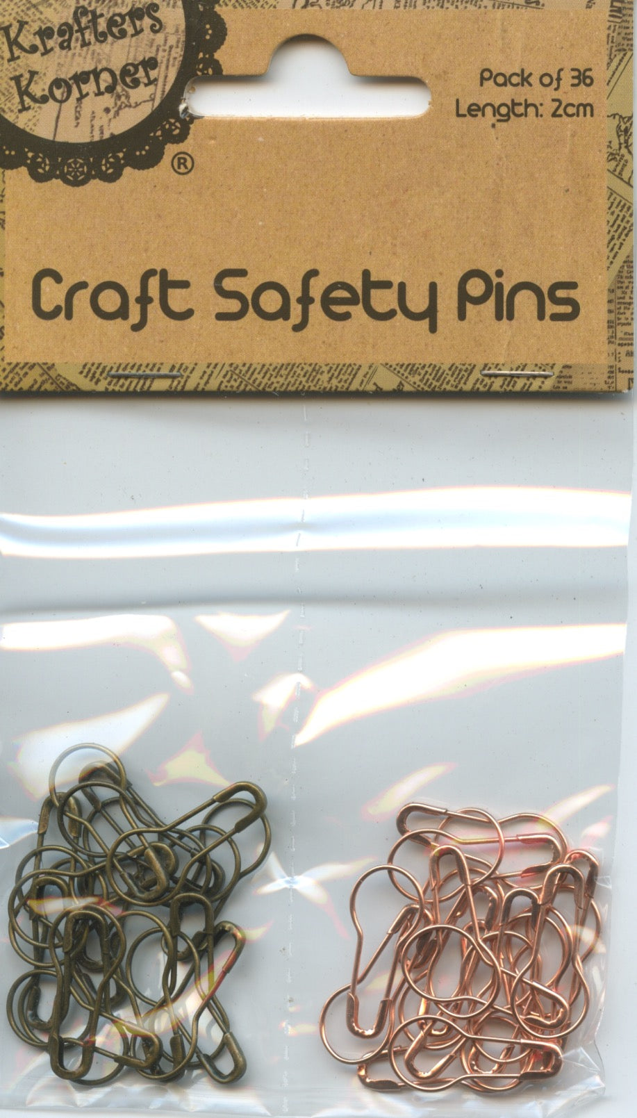 Craft Safety Pins - Bronze/Copper - Pack of 36