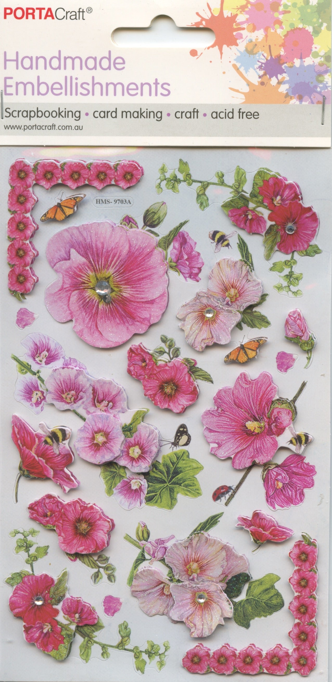 Handmade Embellishments Adhesive - Floral - Pinks - #9703A