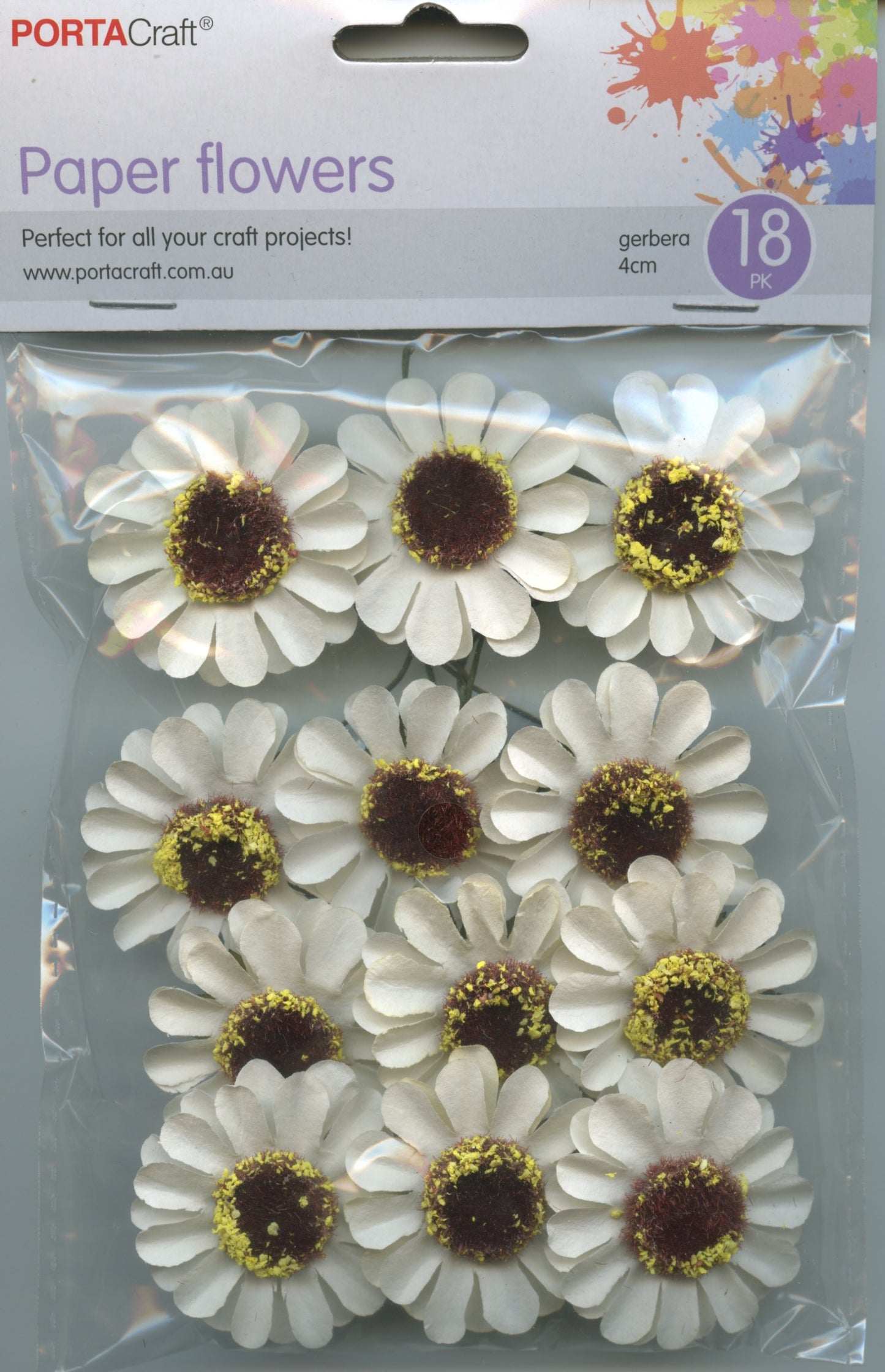 Porta Craft Gerbera Paper Flowers 12pc Cream - 40mm