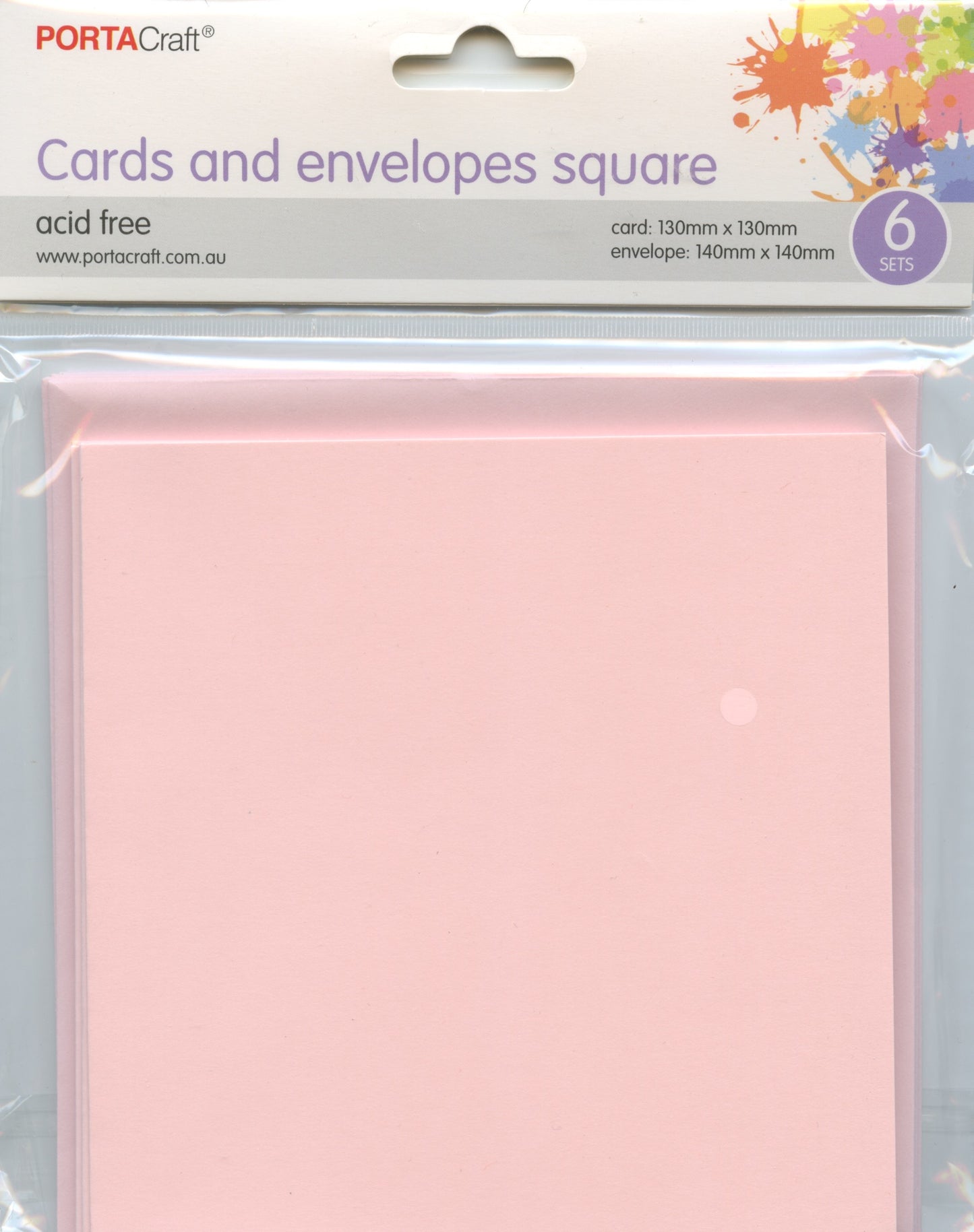 Square Cards and Envelopes - Ballerina Pink - 6 sets
