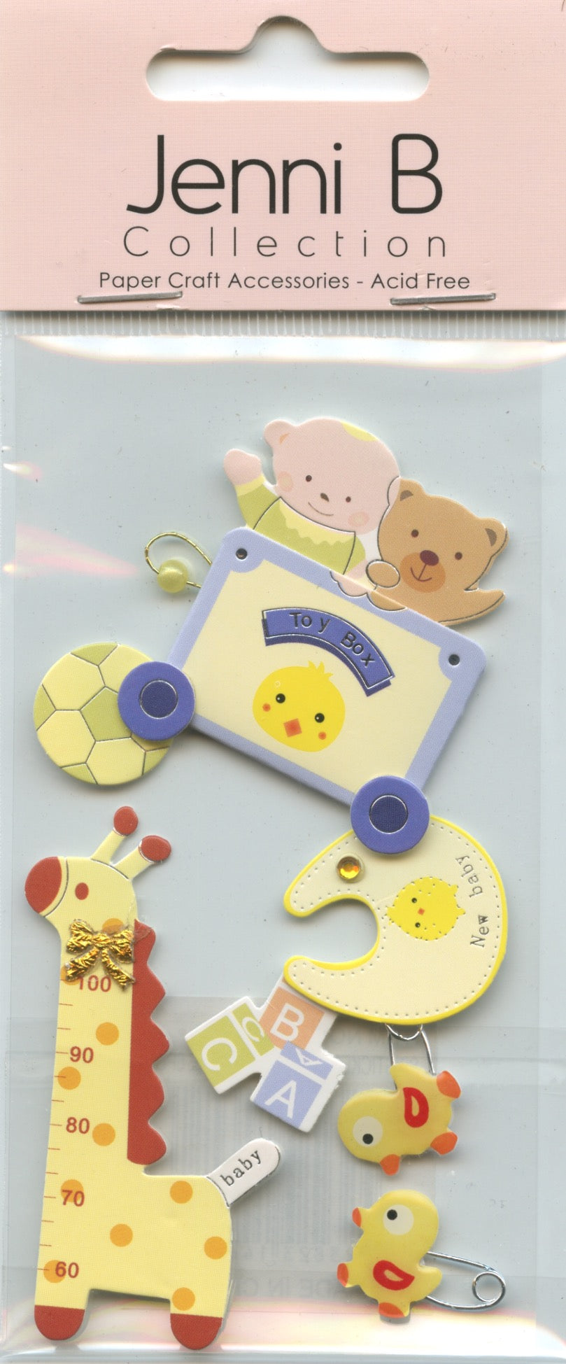 Jenni B Collection 3D - Baby Stickers with Giraffe - Adhesive Stickers 6pk