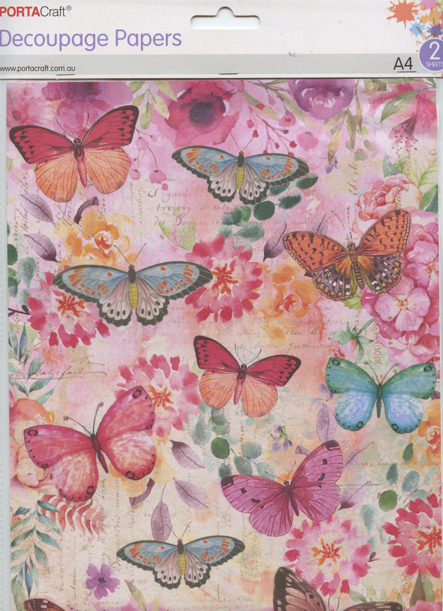 Decoupage Paper - Butterflies - A4 - 2 Sheets