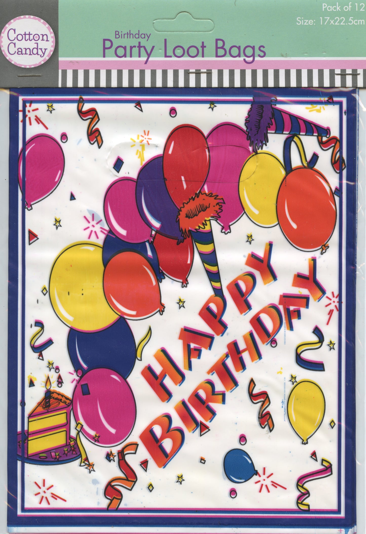 Birthday Party Loot Bags - Happy Birthday with Balloons/Streamers #12 - 12 pack