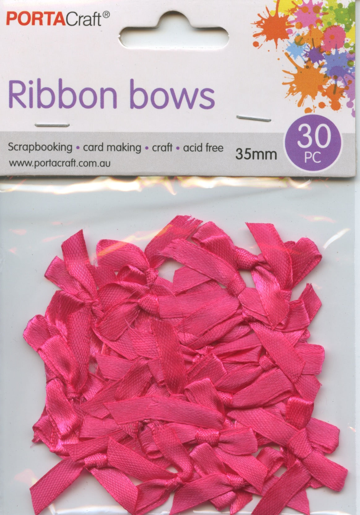 Ribbon bows - Hot Pink - 30 pack - 35mm