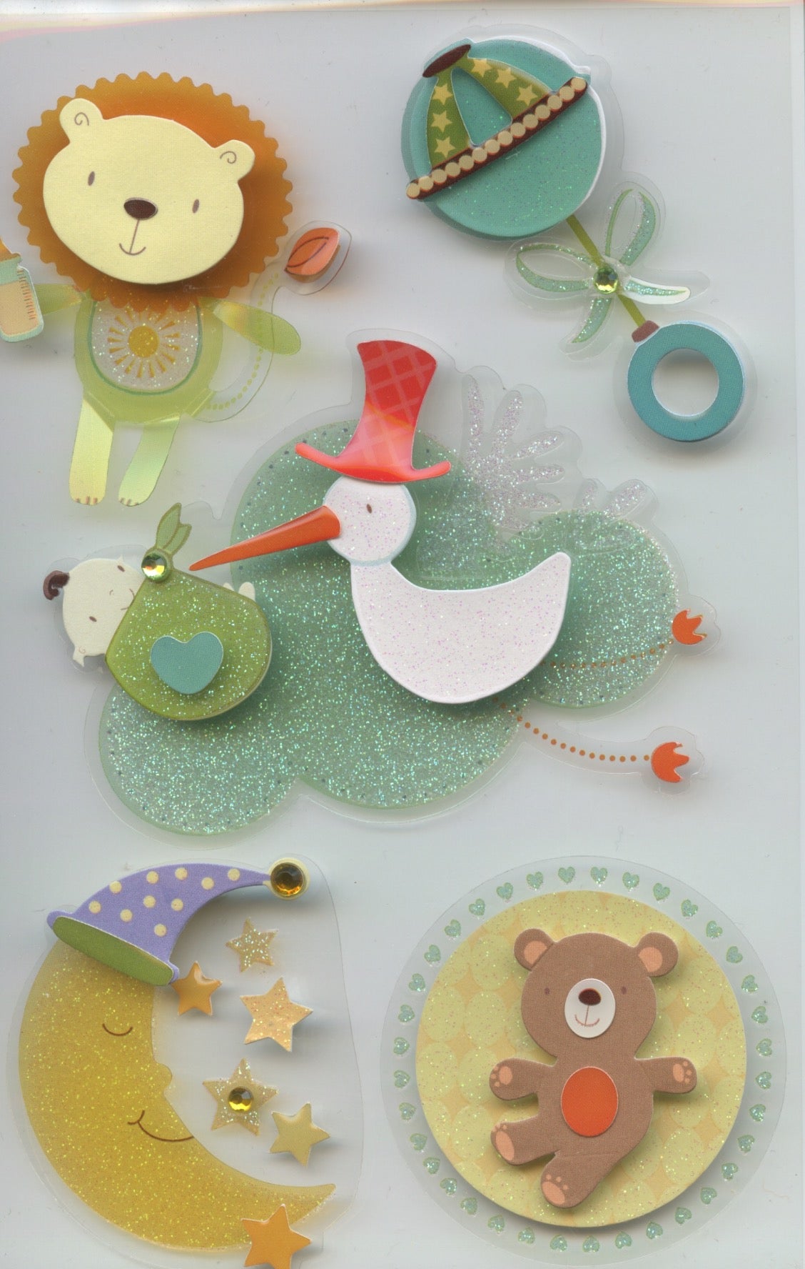 Baby Theme Clear layered - Adhesive 3D embellishments - 5 pack