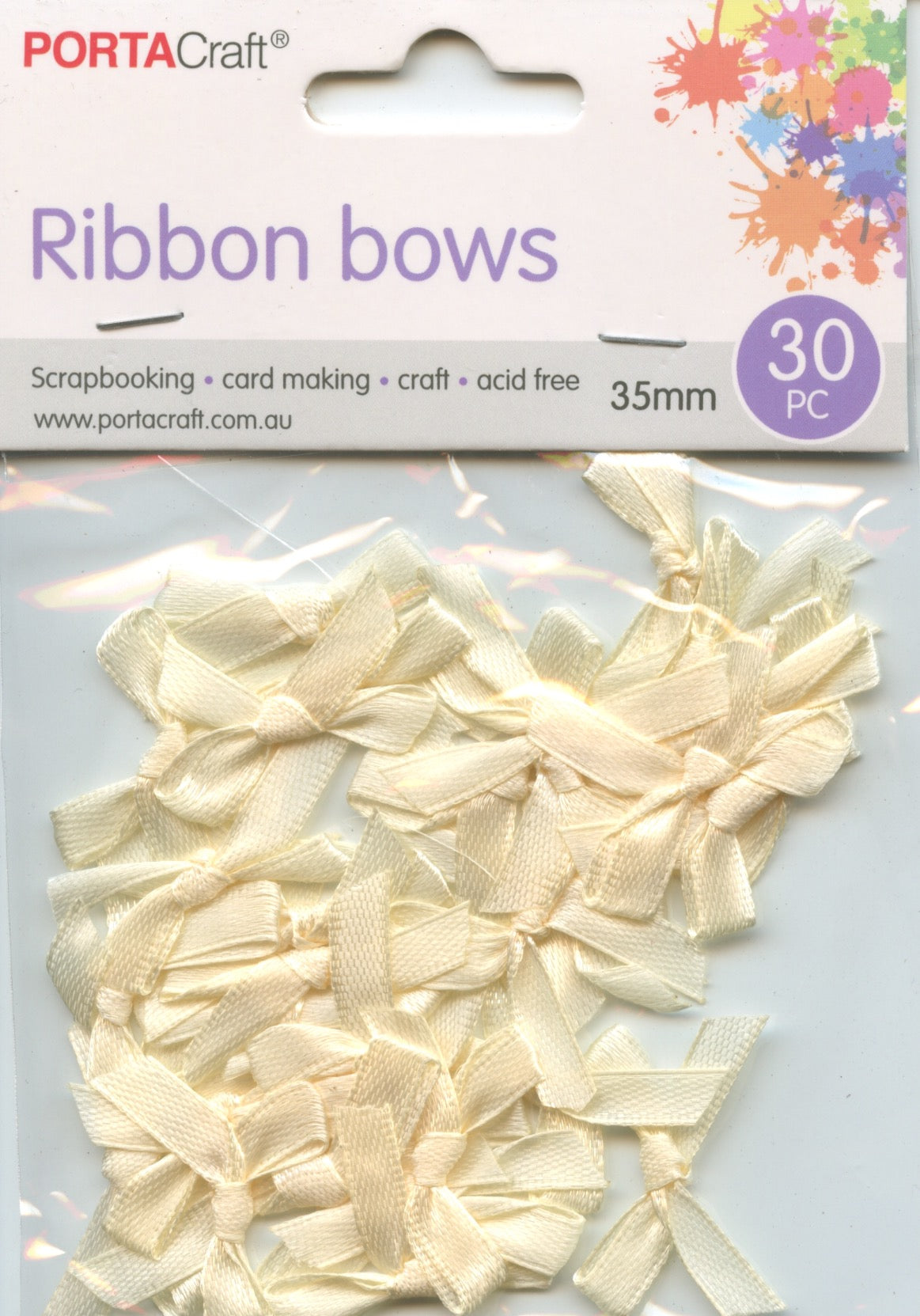 Ribbon bows - Cream - 30 pack - 35mm