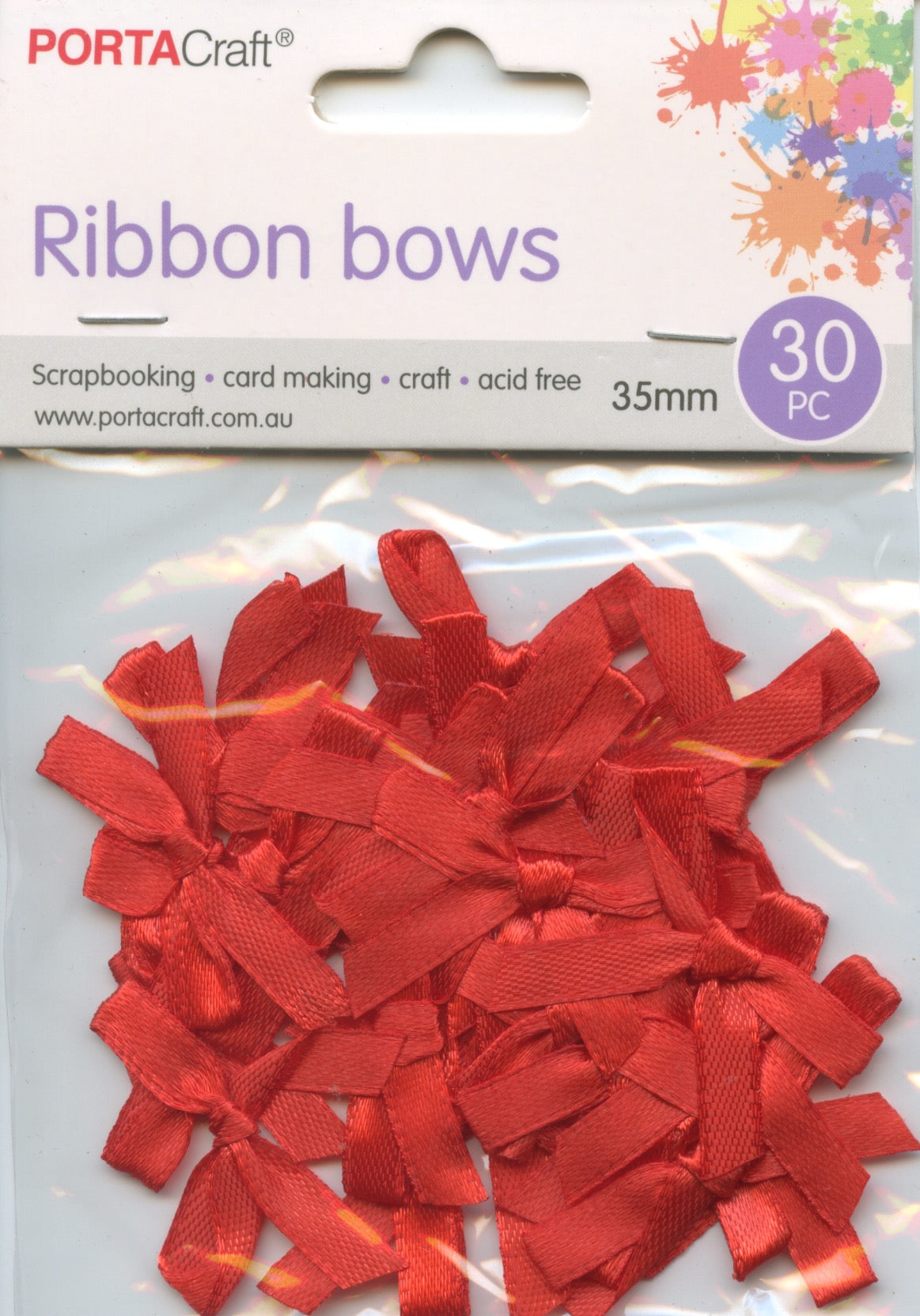 Ribbon bows - Red - 30 pack - 35mm