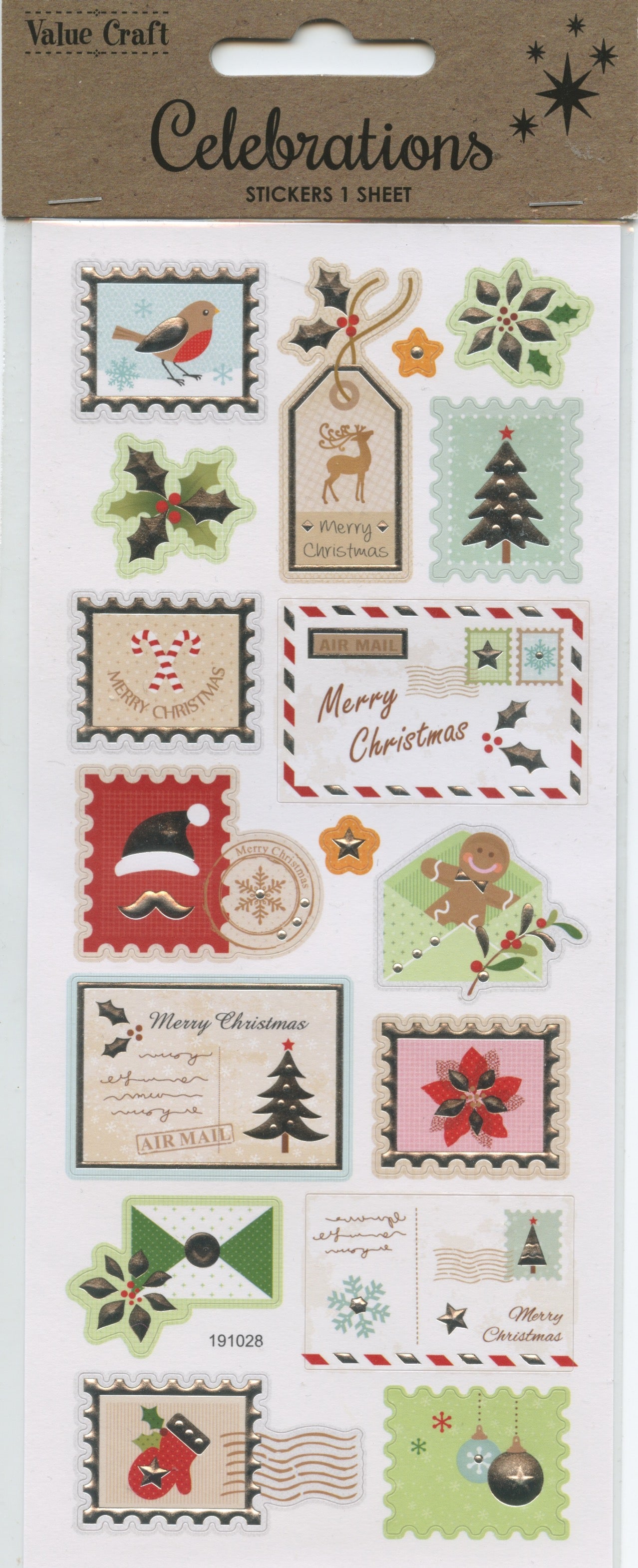 Christmas Celebrations Stickers Stamps, Tags and Envelopes 17pk