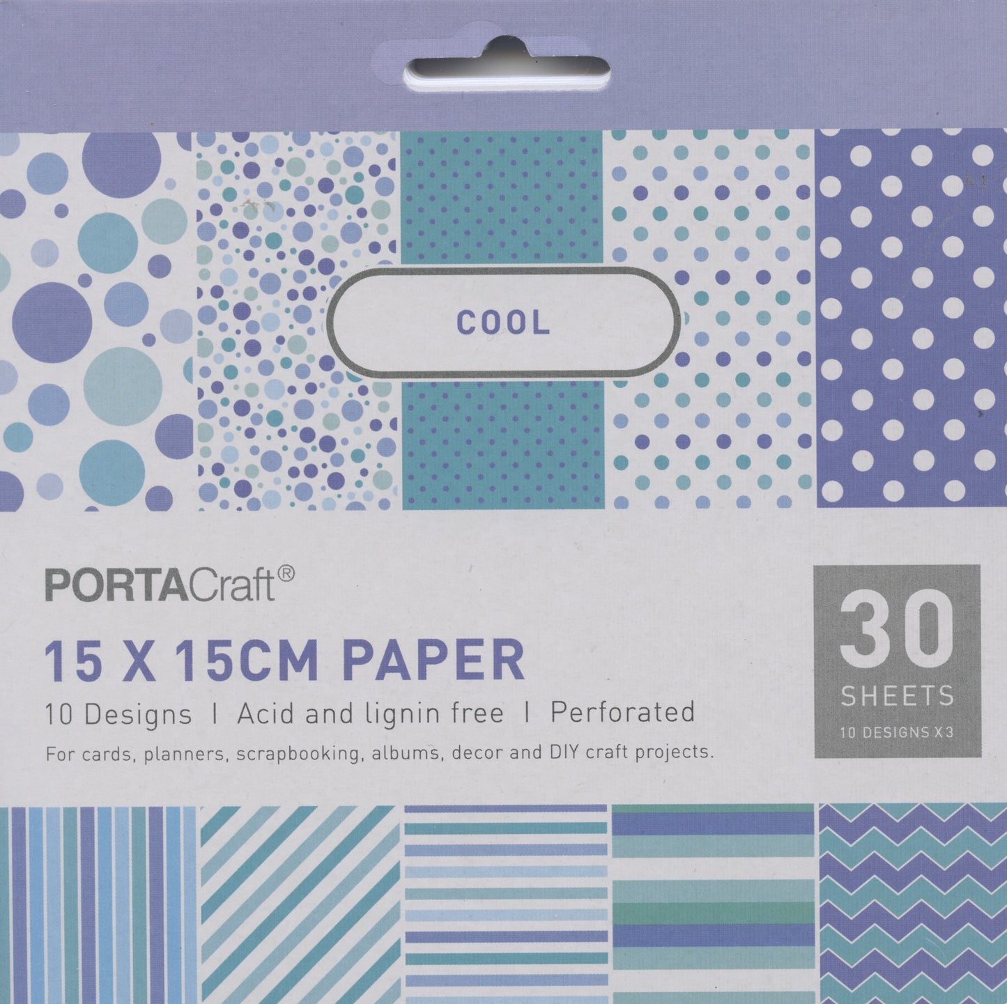 Cool - Scrapbooking Paper Pad - Perforated- 30 sheets - 15x15cm