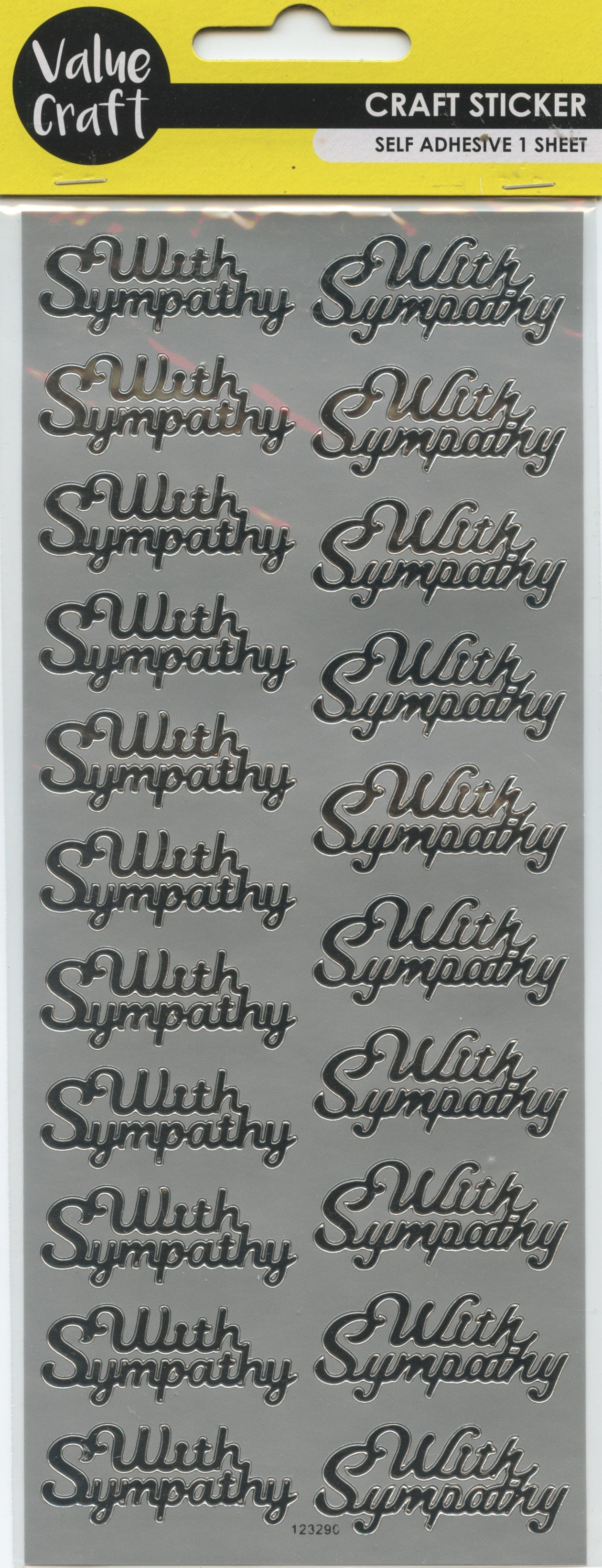 With Sympathy Craft Stickers 20pk Silver