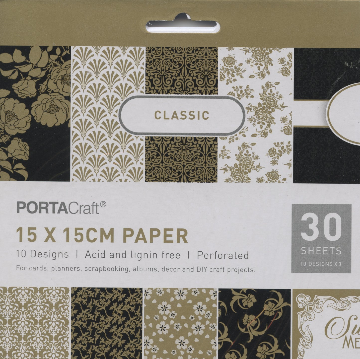 Classic - Scrapbooking Paper Pad - Perforated - 30 sheets - 15x15cm