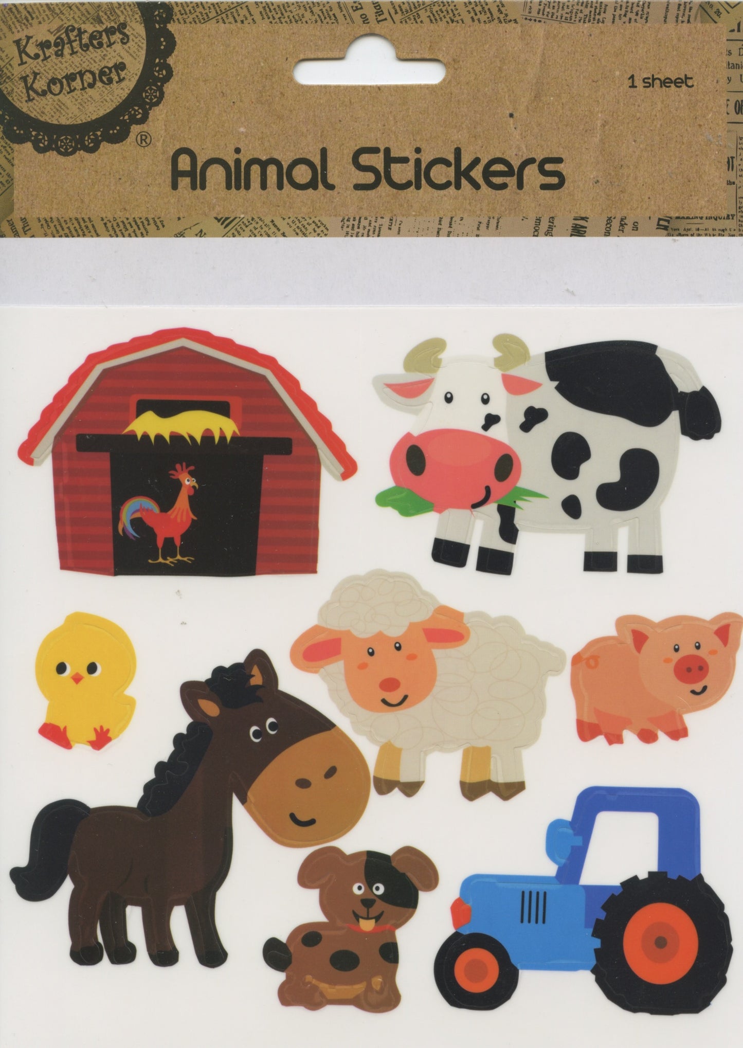 Animal Stickers - Farm Theme - 8 pk - 1 sheet